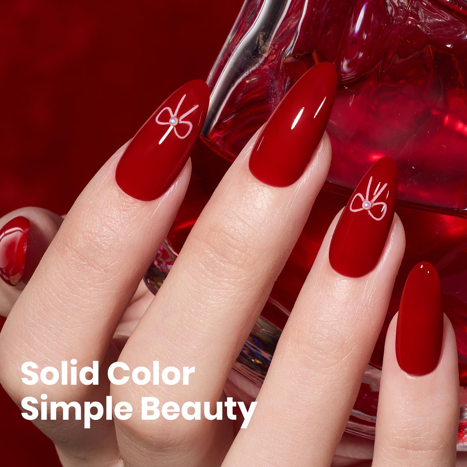 Beetles Red Gel Polish - Scarlet Confidence 15ML/0.51Fl Oz,Hema Free Red Gel Nail Polish, Same Color Same Bottle