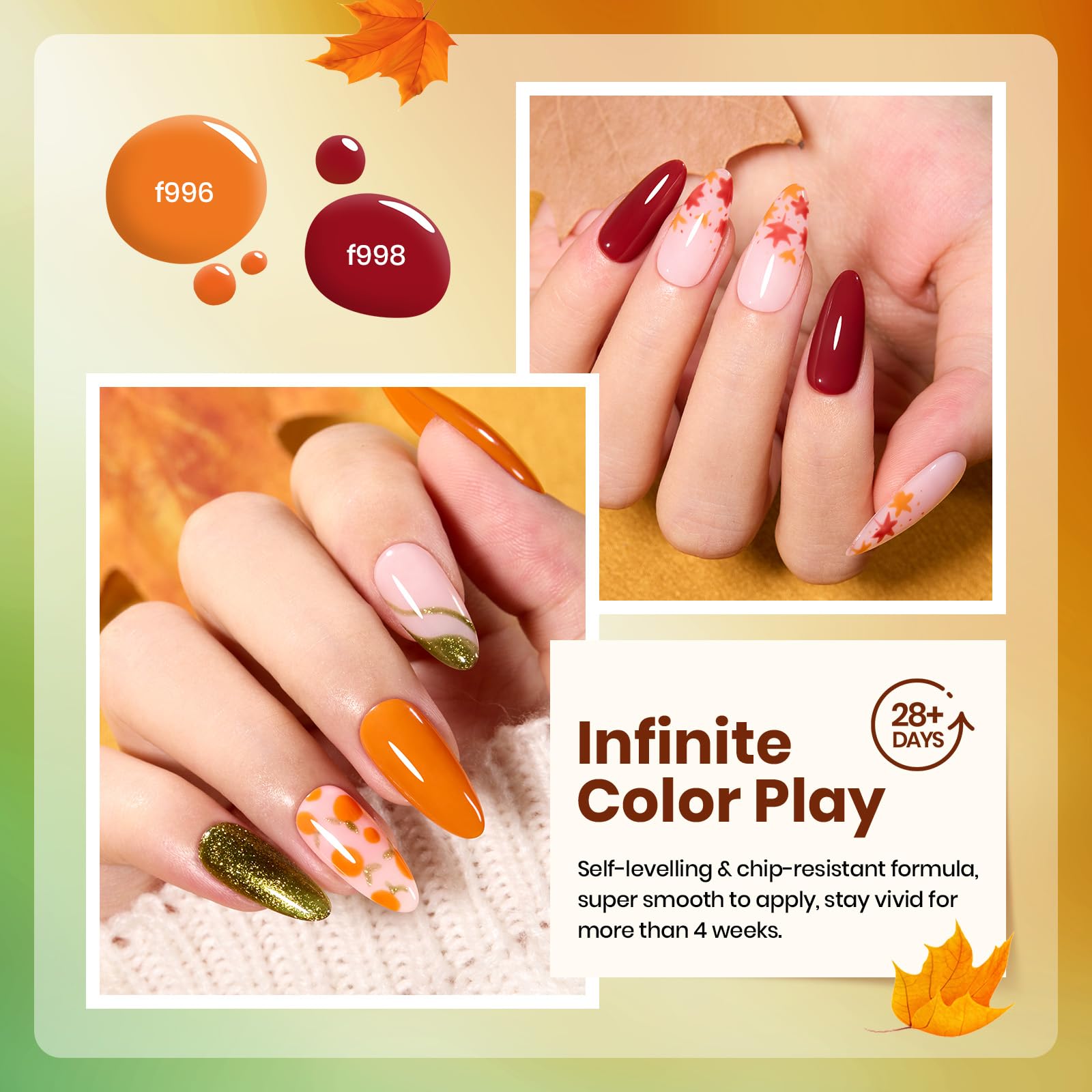 Autumn Realm - 6 Colors Fall Gel Nail Polish Set Kit