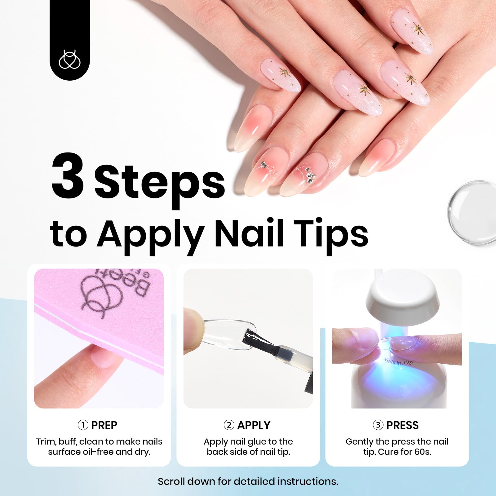 Beetles 15ml Gel Nail Glue 9 in 1 for Acrylic Nails Tips and Clear Press on Nails