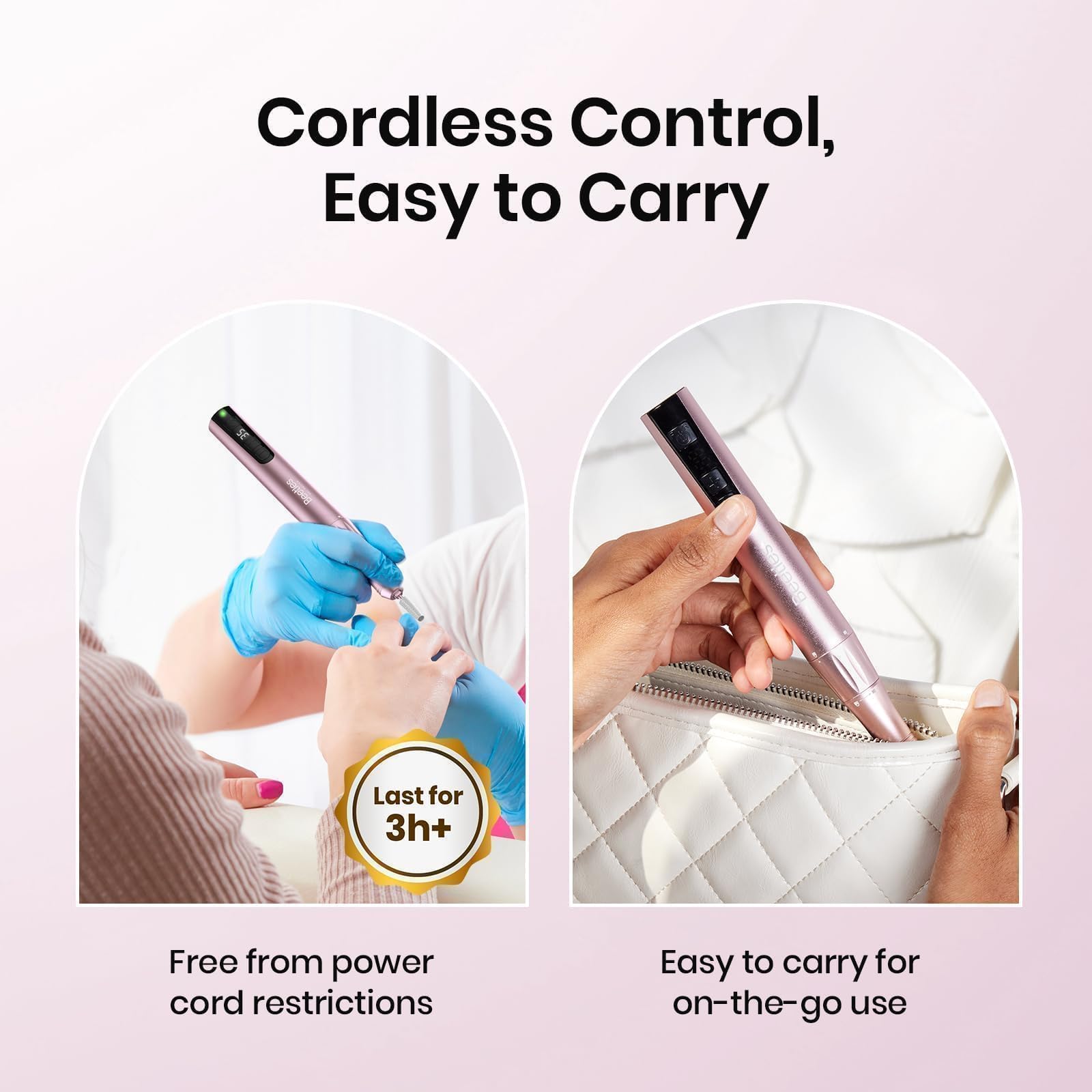 Pink Professional E-file Electric Nail Drill Set-Includes 5 Multifunctional Drill Bits