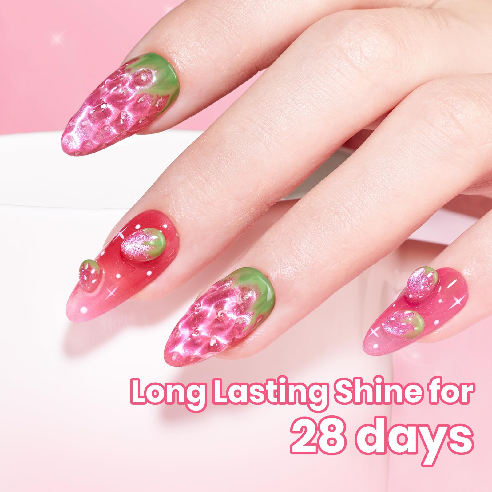 Beetles Apple Sweet Gleam Pink Cat Eye Gel Nail Polish - 15ML Glitter Pink Cat Eye Spring Gel Polish