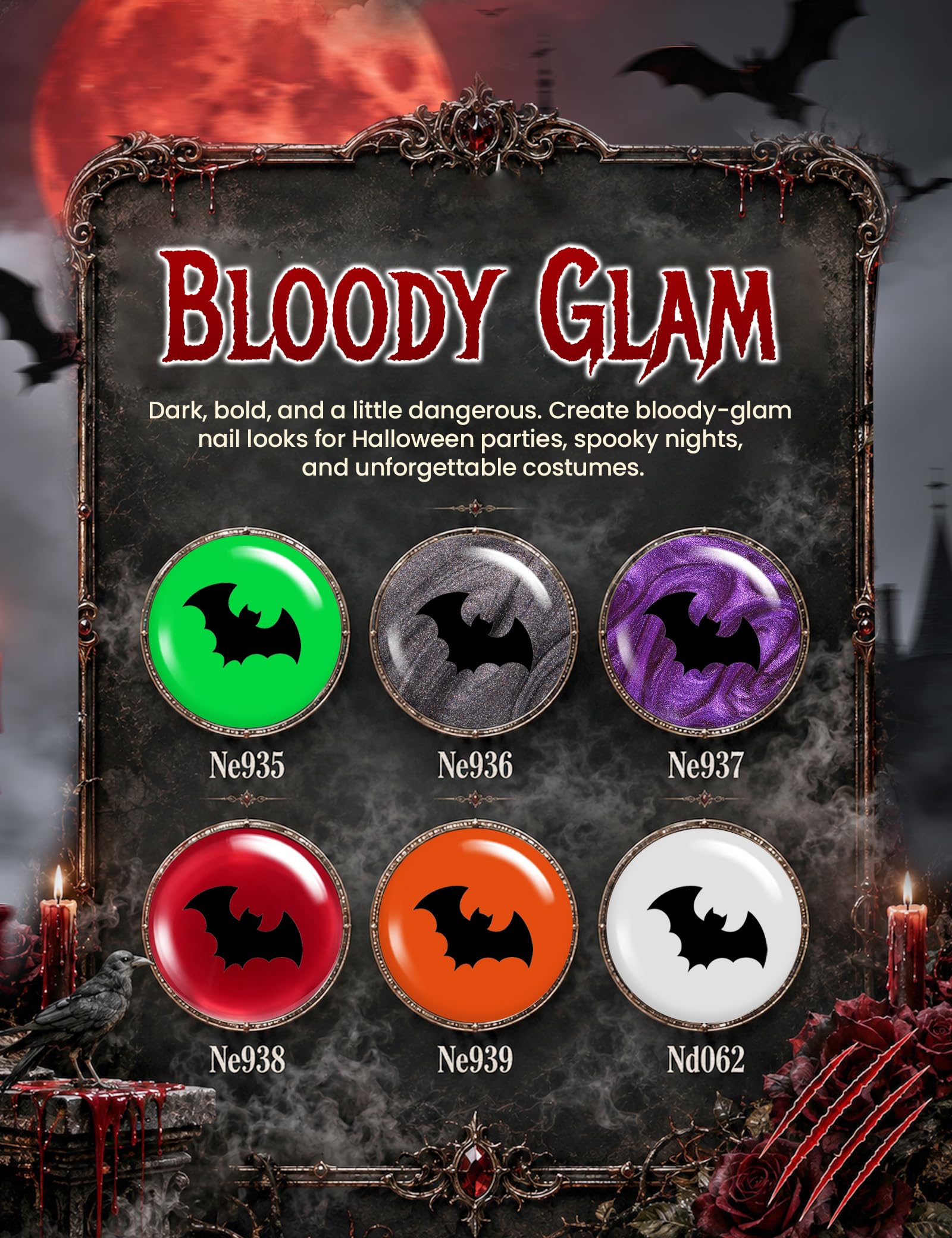 Bloody Glam- Beetles Halloween Box Vampiric Feast 6 Colors 34PCS Gel Nail Polish Kit 2026 Limited Edition Gift Box