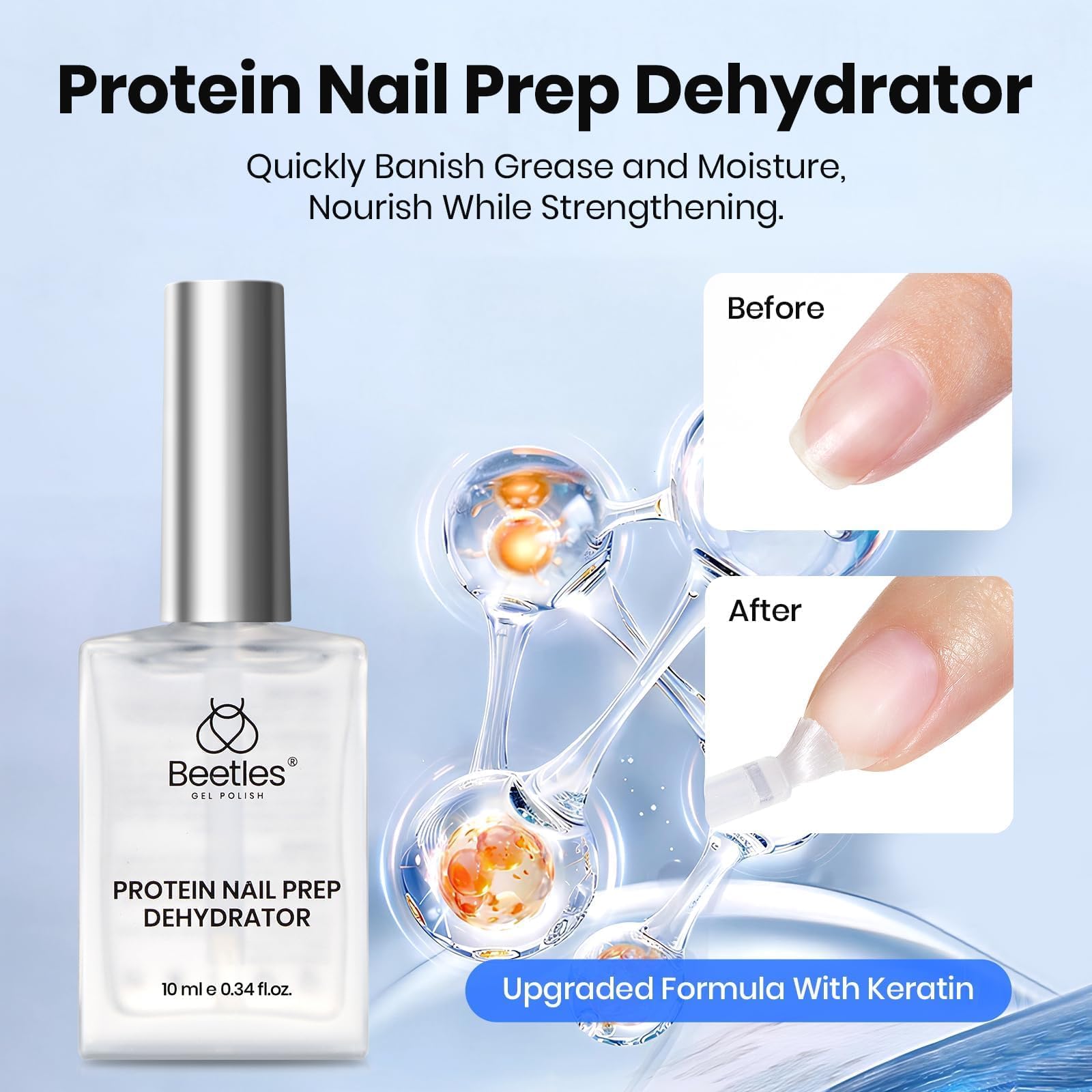 Beetles 3 Pcs Hema-Free Gel Nail Glue Nail Dehydrator and Primer Kit