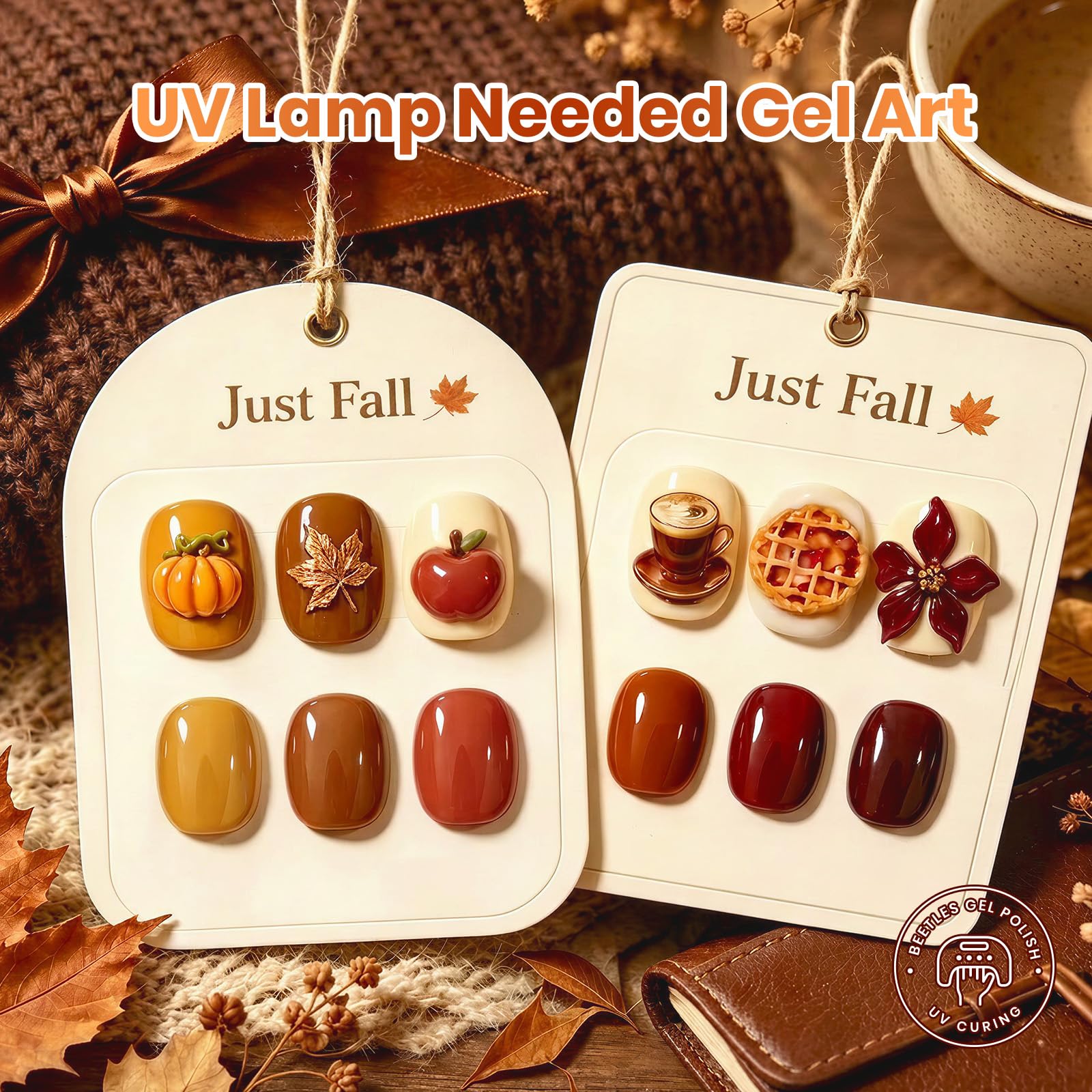 Beetles Brown Just Fall Gel Polish Set 6 Cozy Mocha Cocoa Nude Colors with Display Color Card