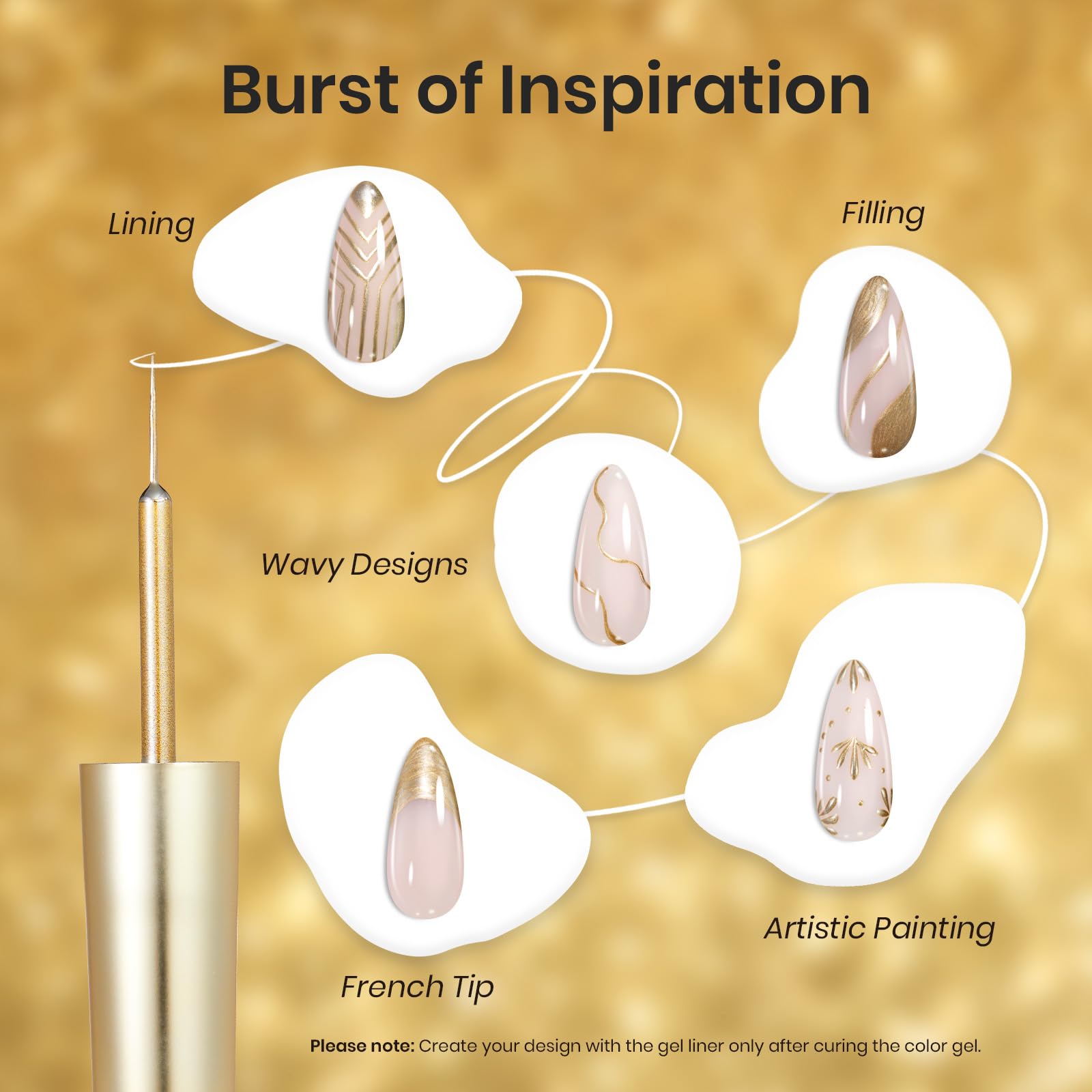 Beetles Metallic Gold Gel Liner 7ml French Tip Gel Nail Polish