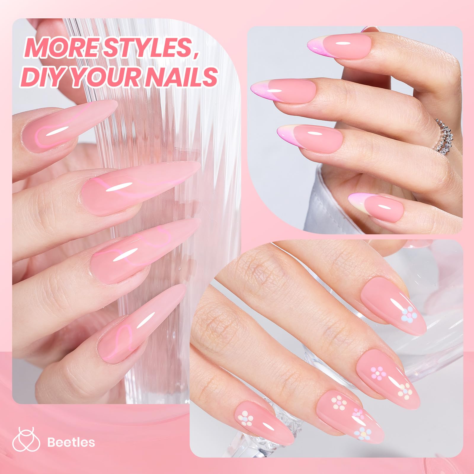 Beetles Peach Juicy Shine Jelly Gel Nude Pink 15ml  Gel Nail Polish Sheer Translucent Effect