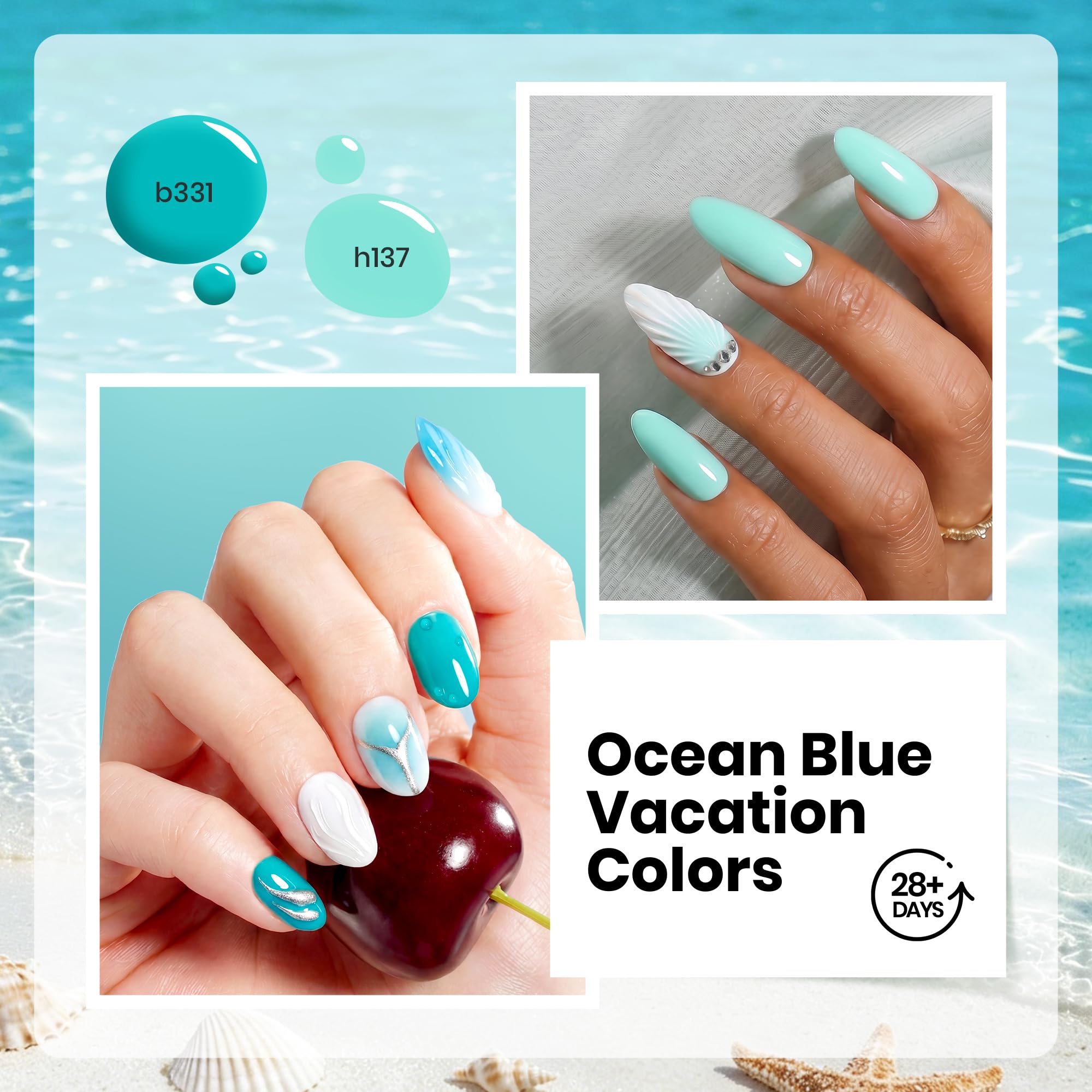 Beetles Ocean Haven 6 Colors Blue Gel Nail Polish Kit Summer Beach Vacation