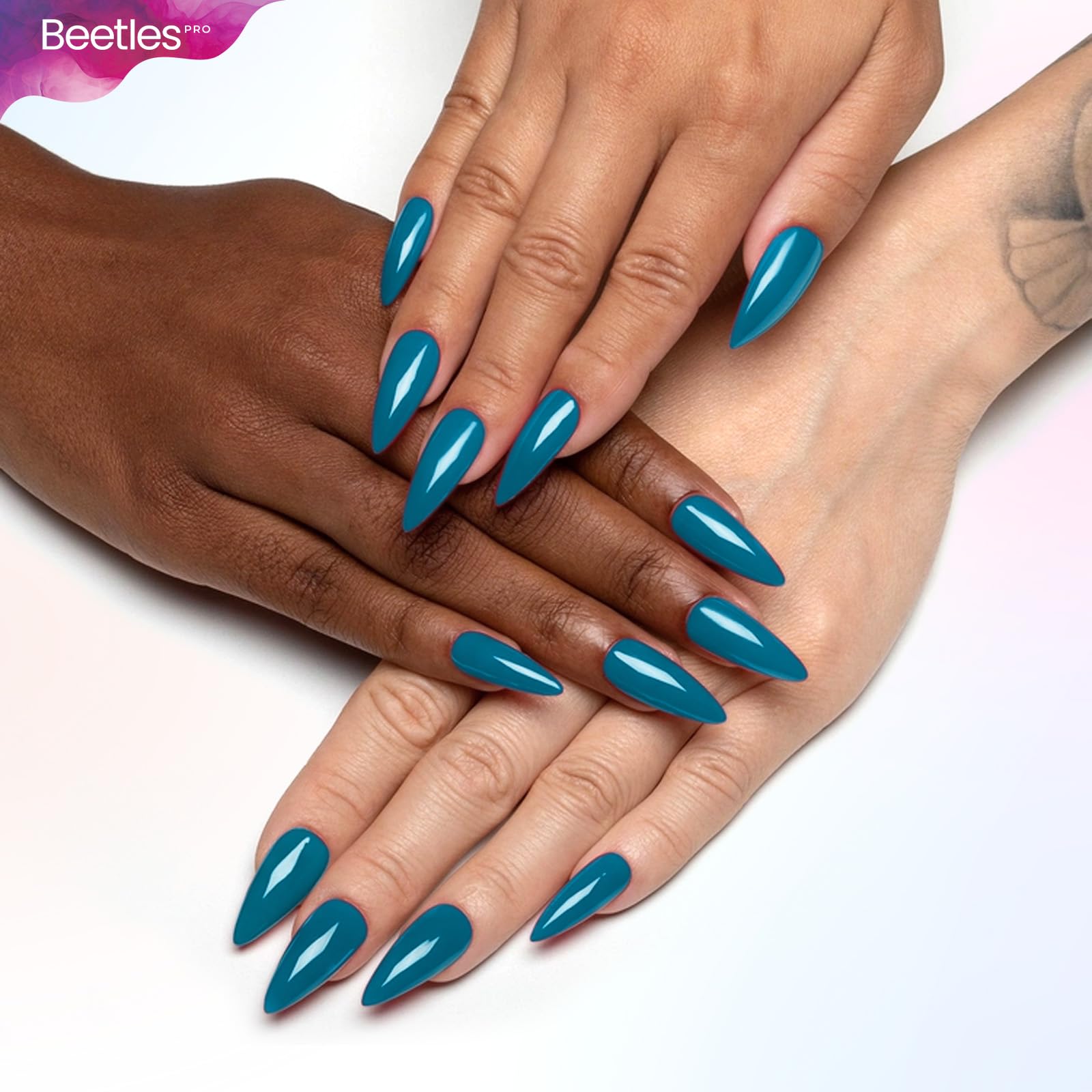 Beetles Pro Blue Gel Polish - Drown in Thought, Turquoise Blue Teal Color 20ML Gel Polish