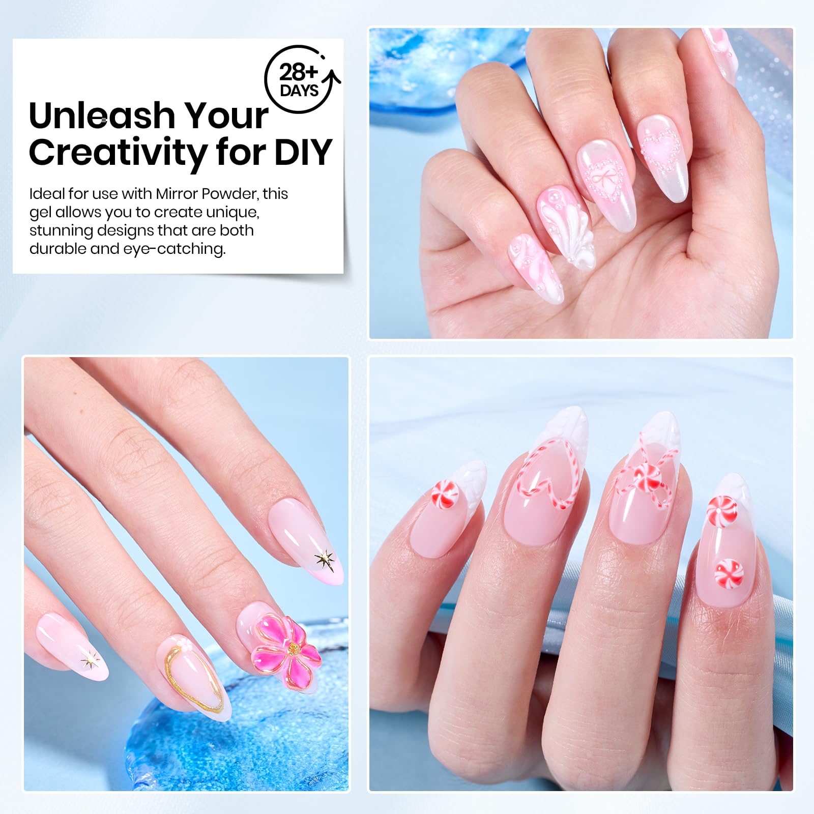 Beetles Sculpting Gel 3D Nail Art - White No Wipe Nail Polish