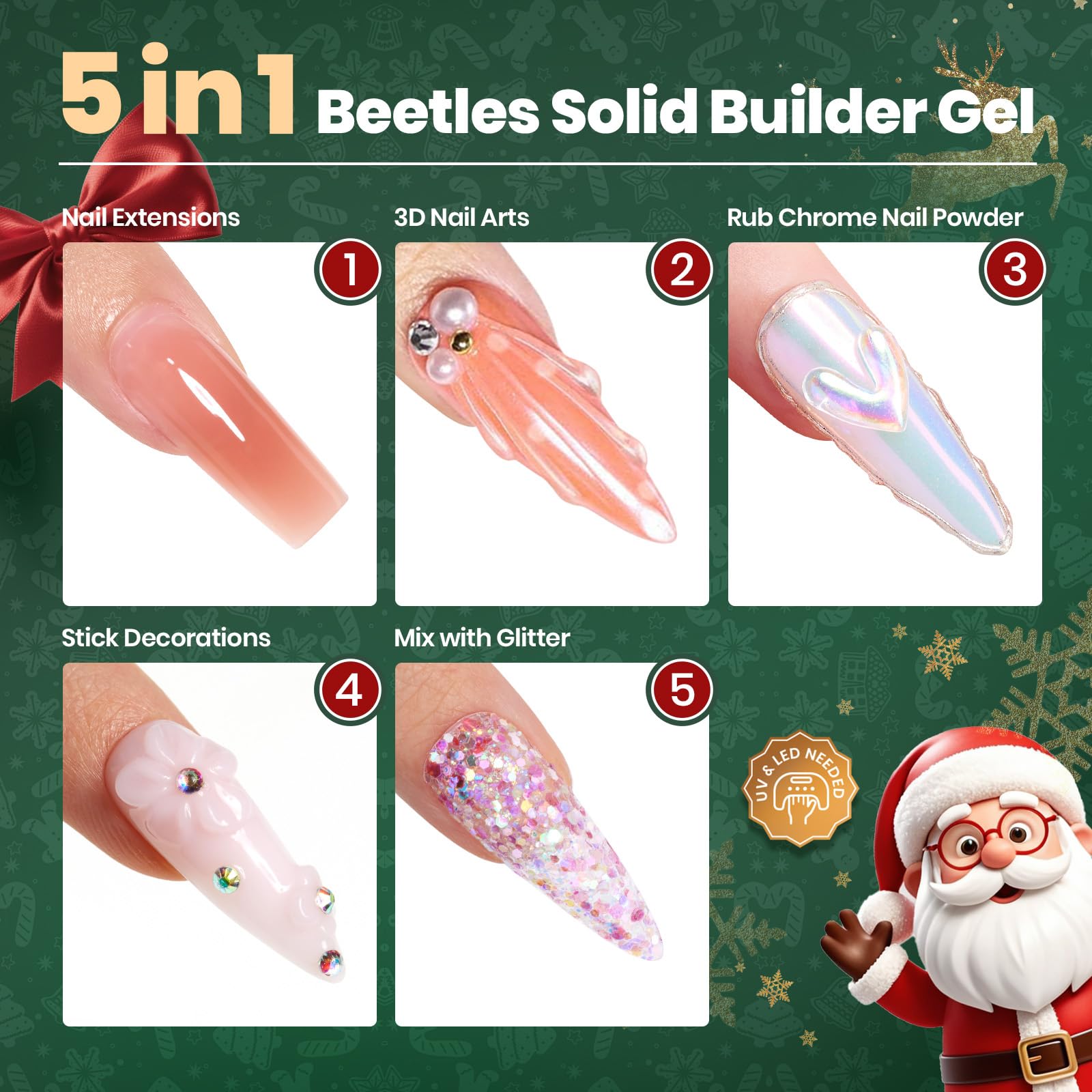 Beetles 3D Gel Nail Art Kit-Christmas Limited 3D Nail Art 4 Colors Clear Pink White Sculpting Gel