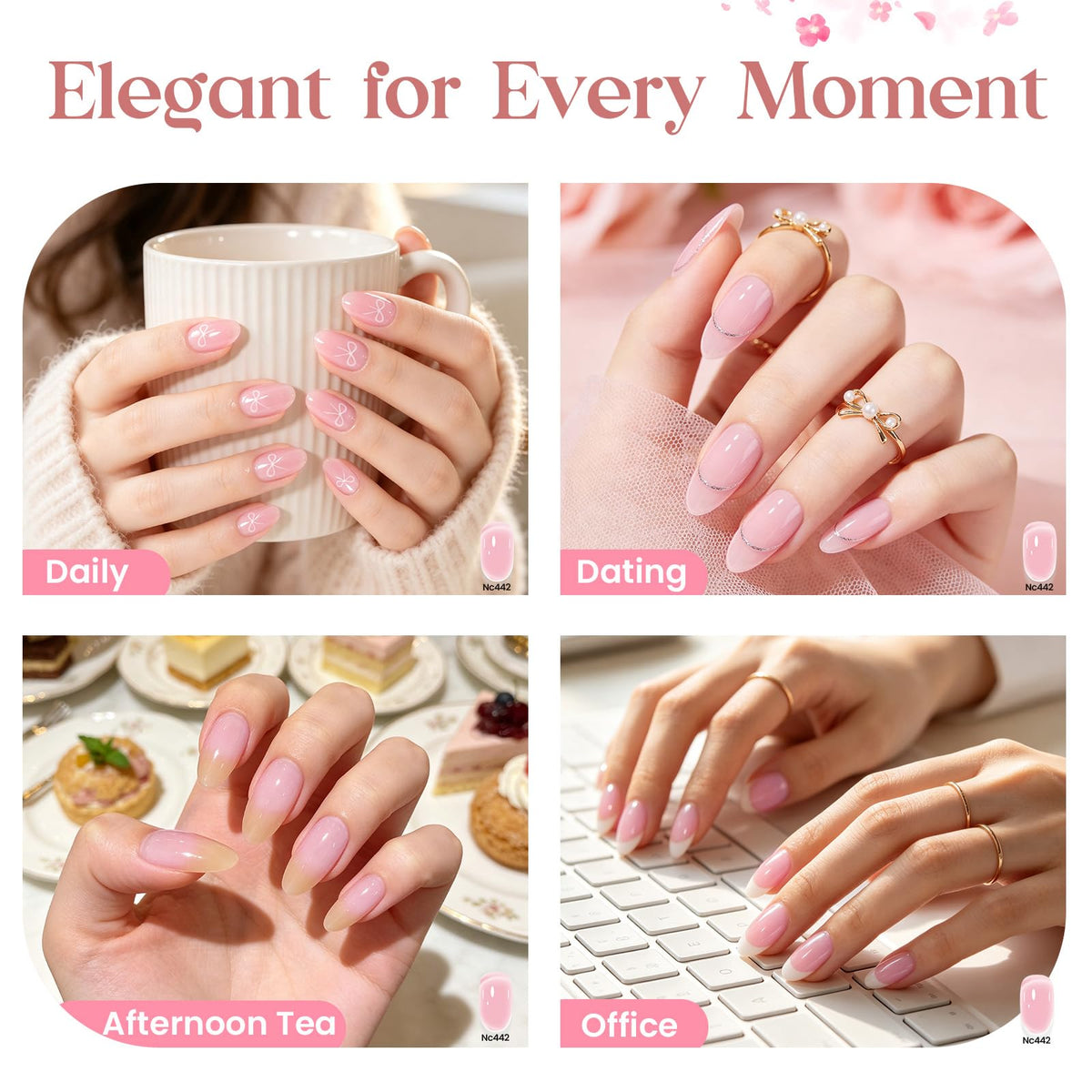 Beetles Nude Pink Gel Nail Polish Sakura Sparkle 15ML Neutral Jelly Pink