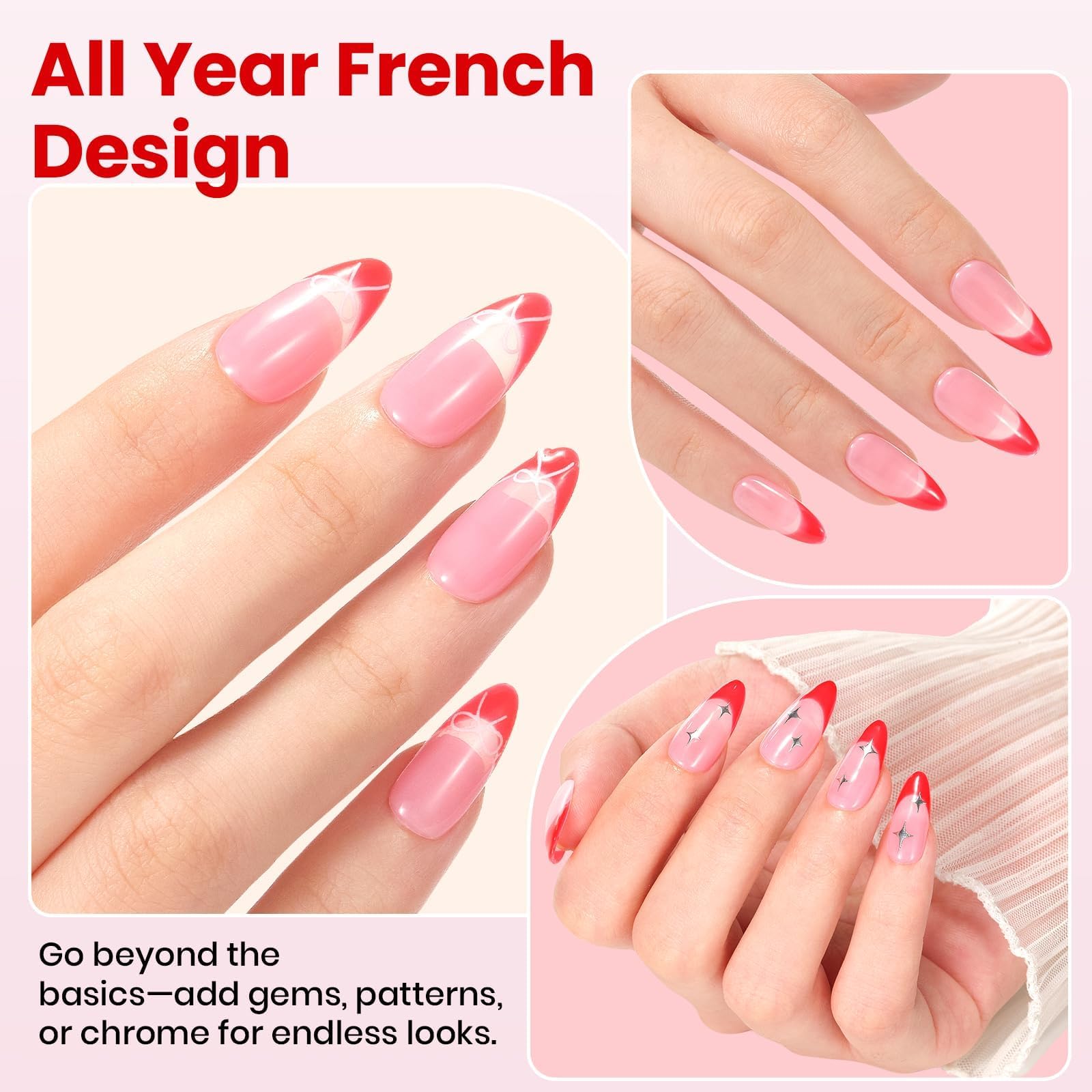Beetles French Tip Gel Polish - Dusky Rose with Base Coat Top Coat Hema Free