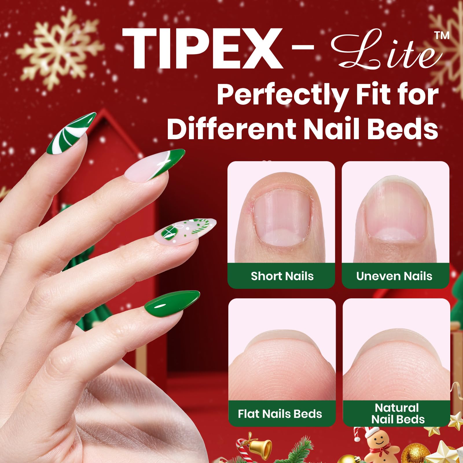 Beetles Tipex Christmas Gel Nail Kit – 6 Pcs Red Sparkle Green Glitter Gold Silver Dark Red Gel Polish Kits