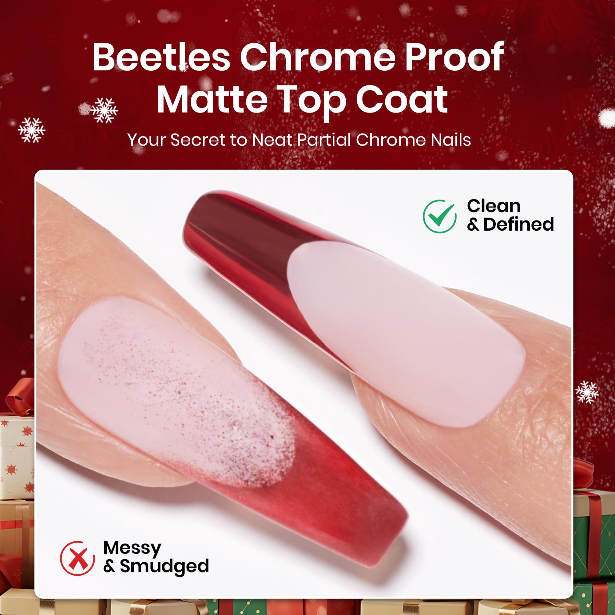 Beetles Christmas Gel Top Coat for Chrome Nail Powder - 15ml Chrome Top Coat