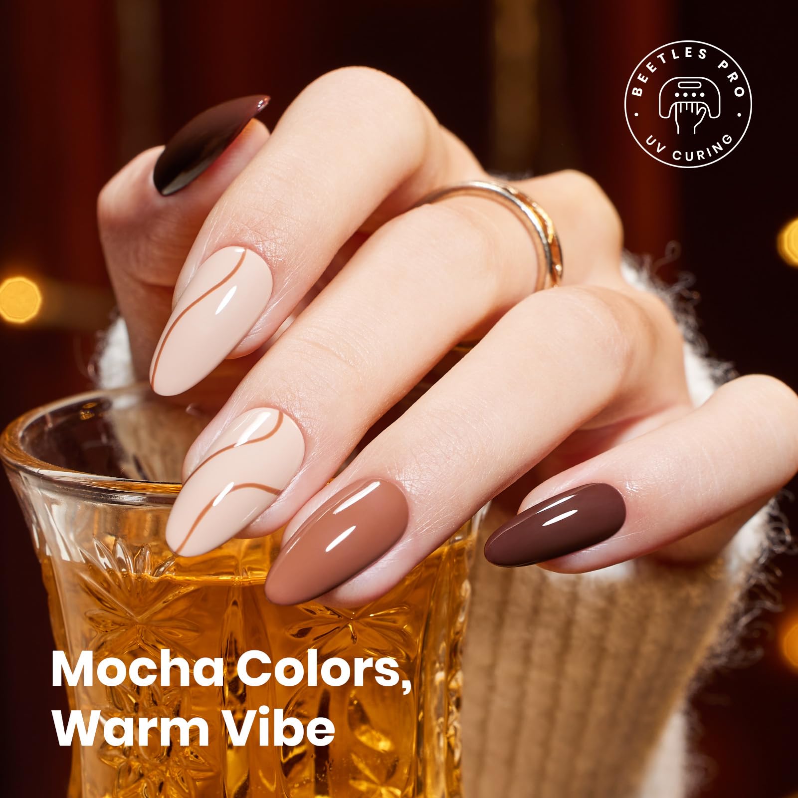 Beetles Winter Gel Polish Set Midnight Serenity HEMA-Free - 6 Colors 15ml Mocha Brown Gel Polish Set