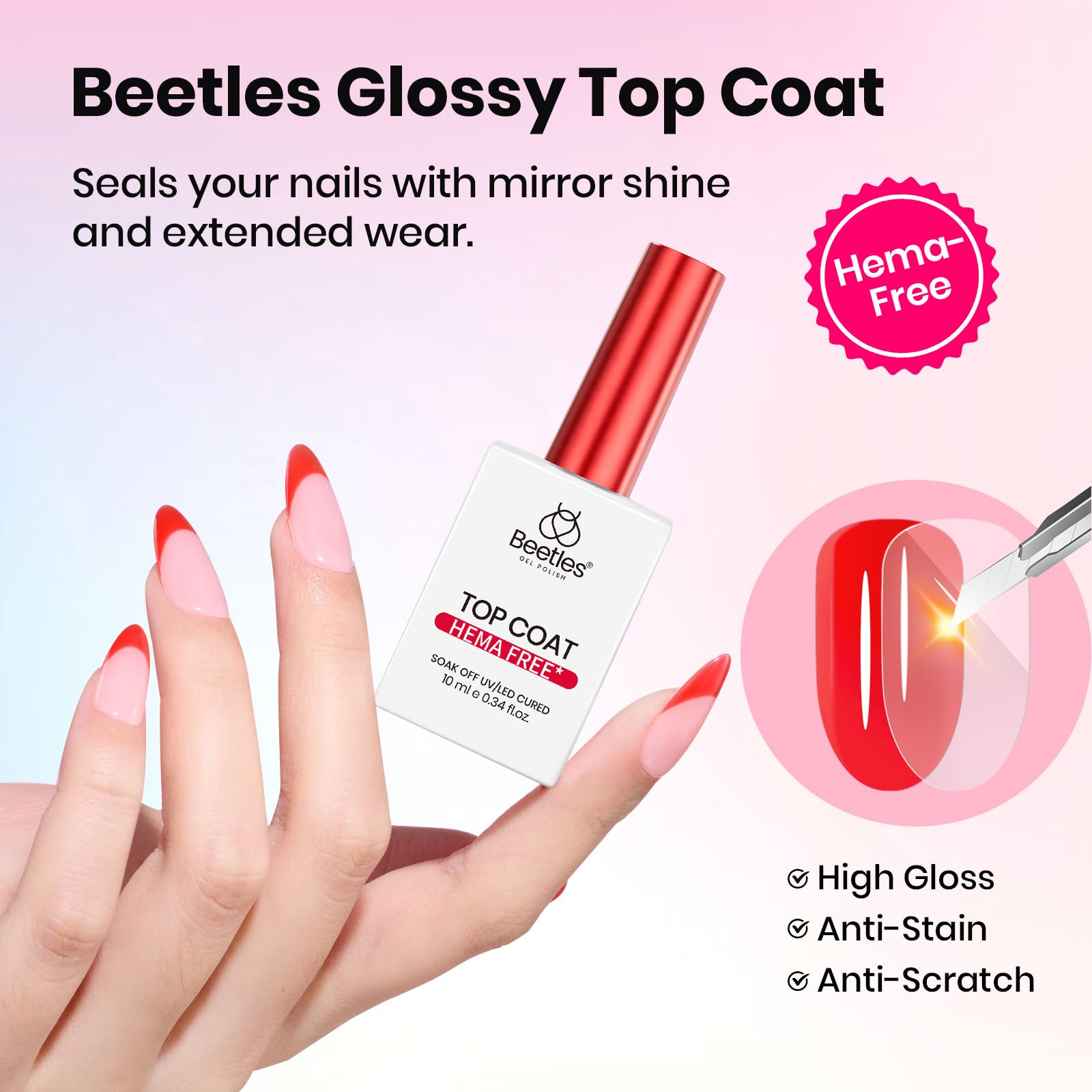 Beetles Hema Free Gel Top and Base Coat with Matte Top Coat Set