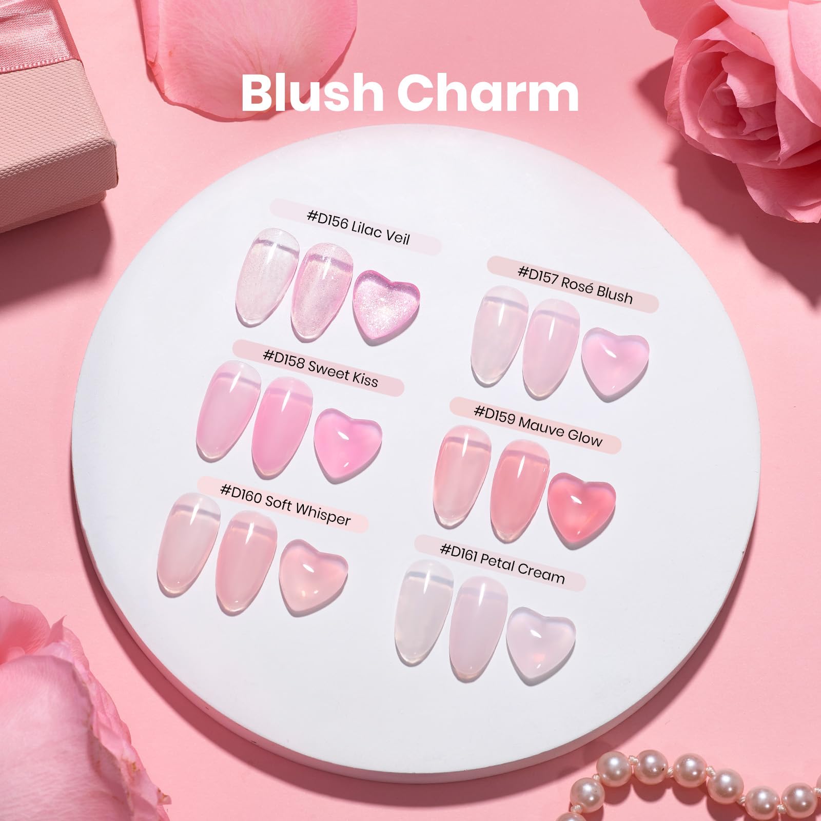 Beetles Valentine Nails: Blush Charm Valentine's Edition Builder Gel Kit with Mini Nail Lamp