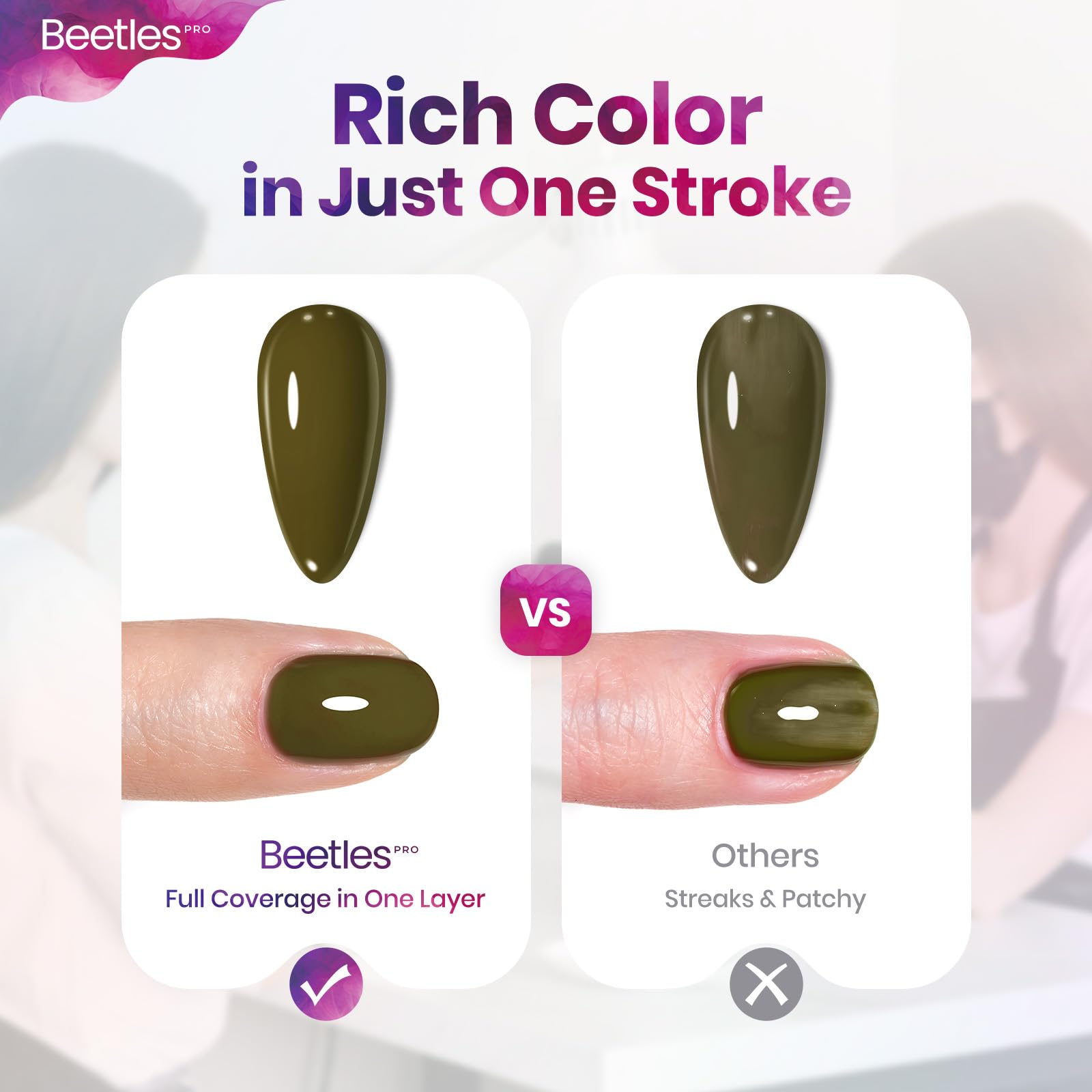 Beetles Pro Green Gel Polish - No Signal, Sage Olive Green Color 20ML Gel Polish