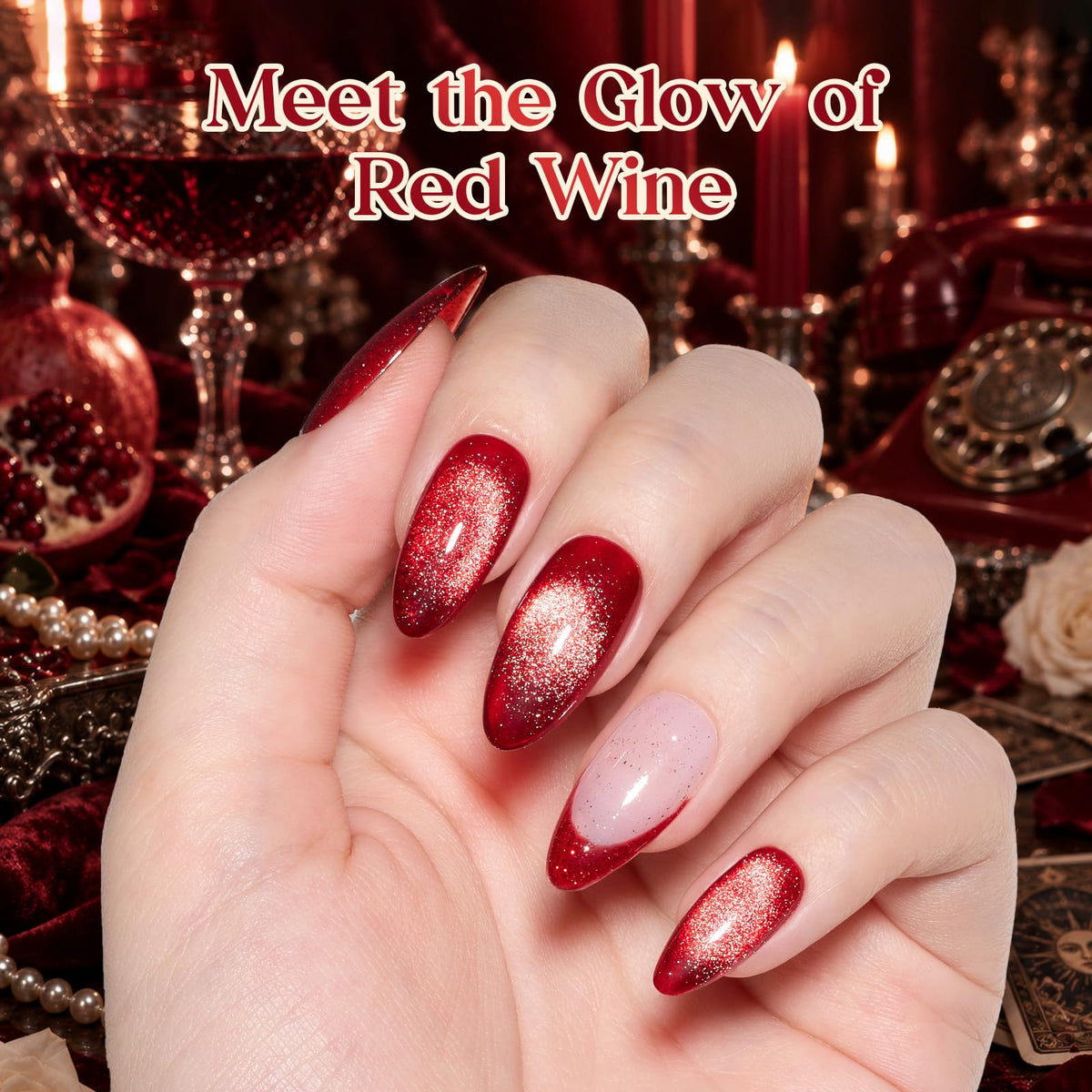 Beetles Red Party Muse 6 Colors Glitter Jelly & Cat Eye Gel Polish Set 9ML Burgundy Cherry Wine