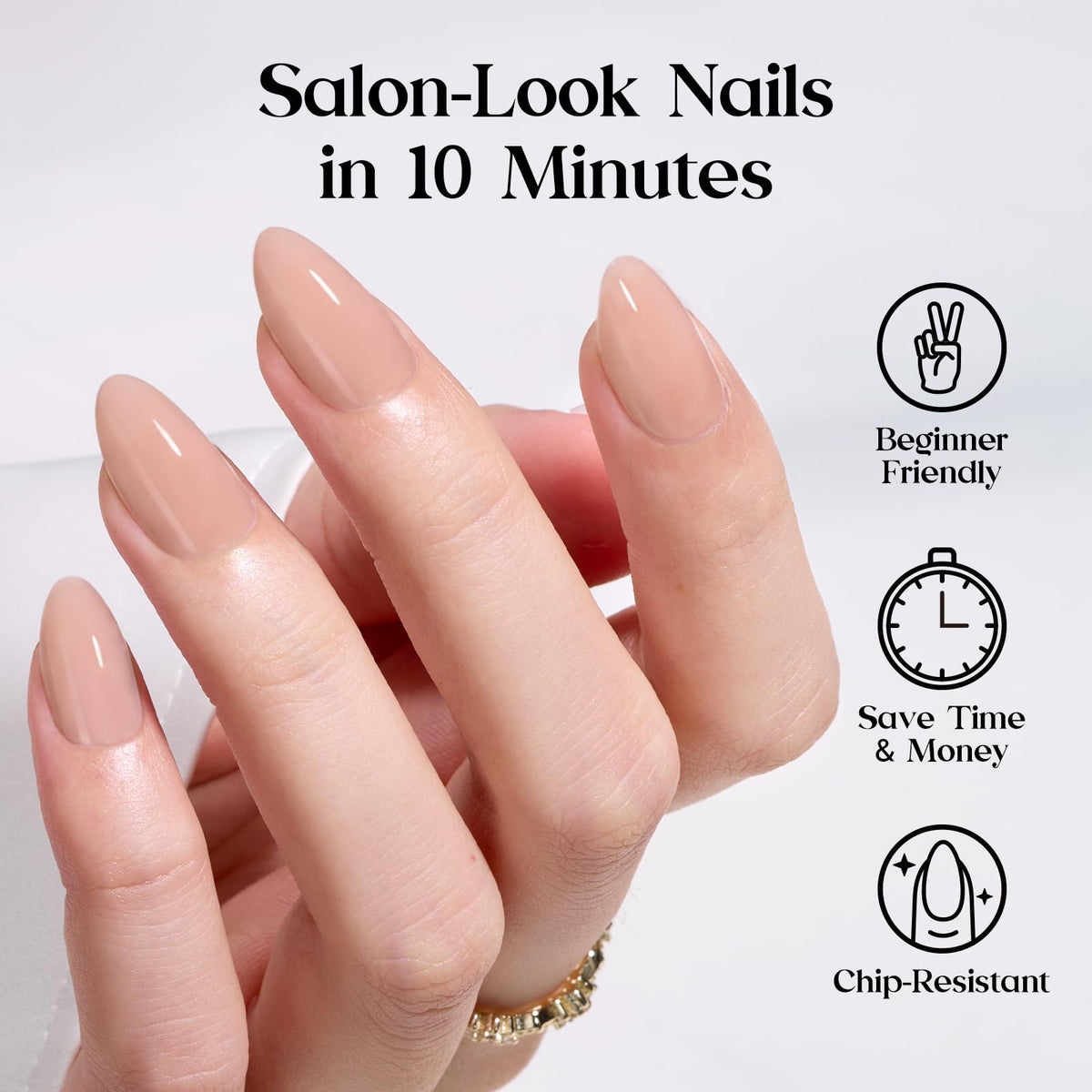 Beetles Short Almond Press On Nails Pink Nude Press Nails Gel Painted