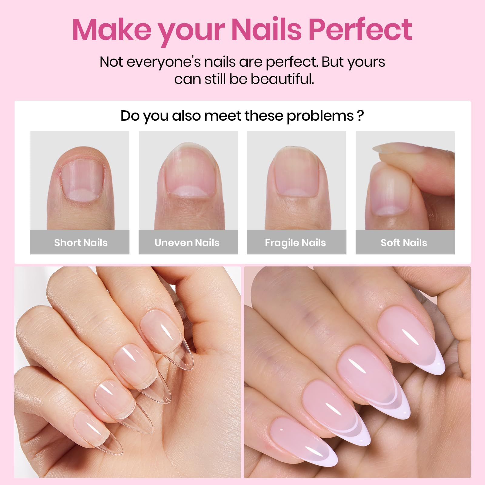 Beetles Almond Medium Nail Tips 576pcs 12 Sizes DIY Nail Extension Gift for Women