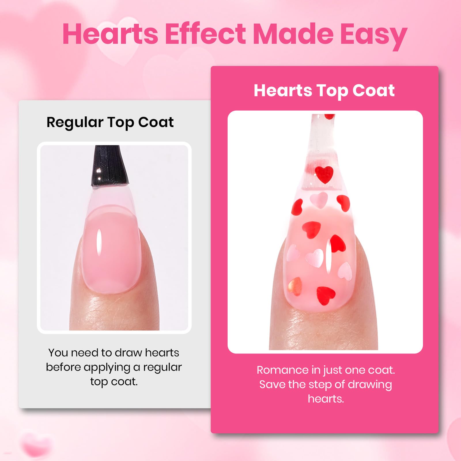 Valentine Nails Essential: Beetles Heart Glitter Gel Top Coat & Pink Rubber Base Builder Nail Gel Set
