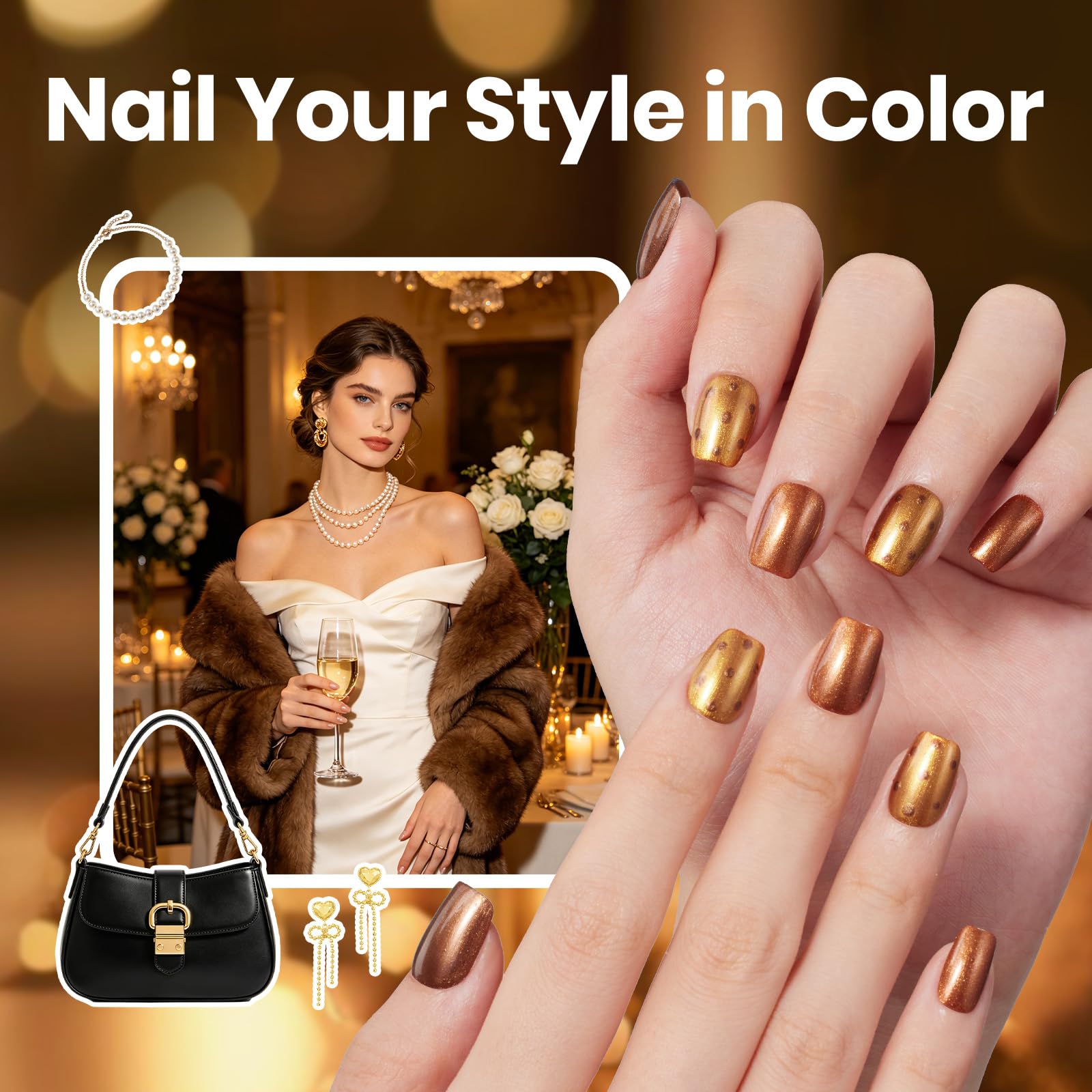 Beetles Gilded Dreams Air Dry Fall Glitter Nail Polish Set 6 Colors 7.5ml Each