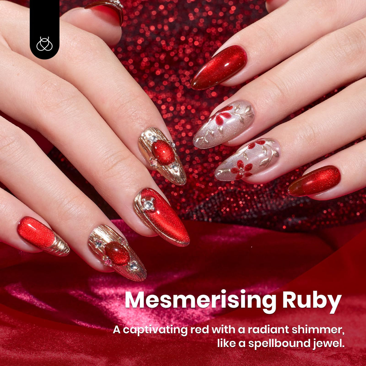 Beetles Gel Polish Ruby Red Cat Eye Gel Nail Polish 15ML Glitter Red Gel