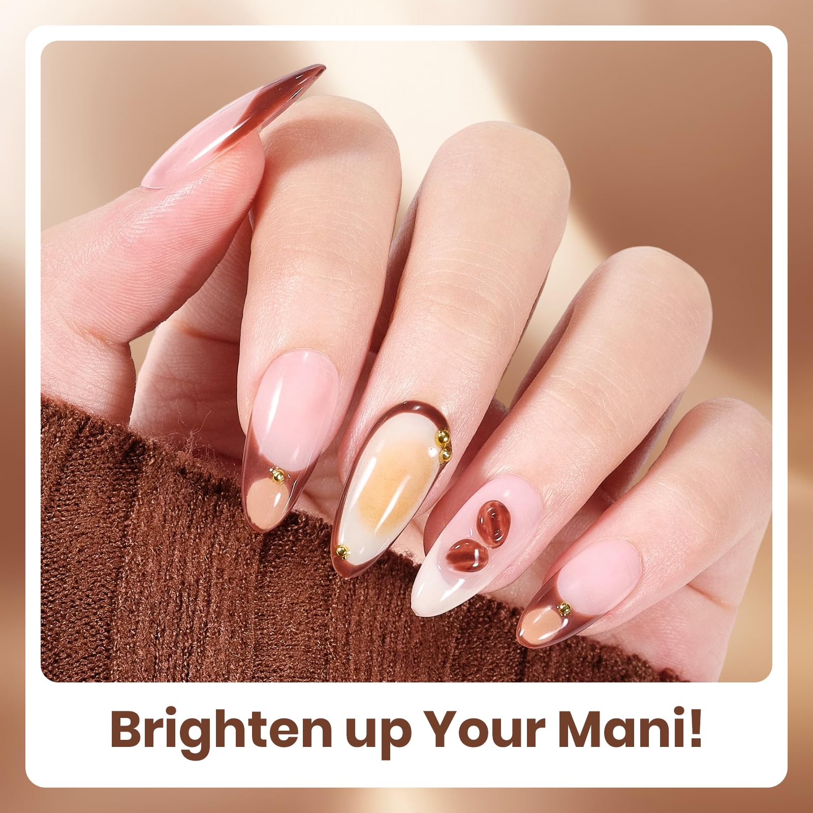 Beetles Brown Gel Polish Set - Toasty Aroma Collection, 6 Colors Nude Brown Trendy Colors