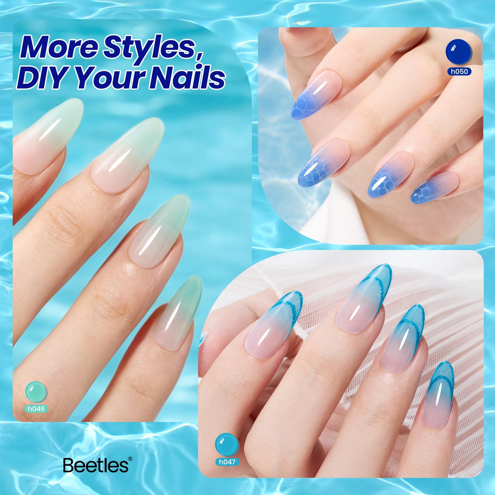 Beetles Ocean Veil 6 Colors Juicy Shine Jelly Gel Nail Polish Set