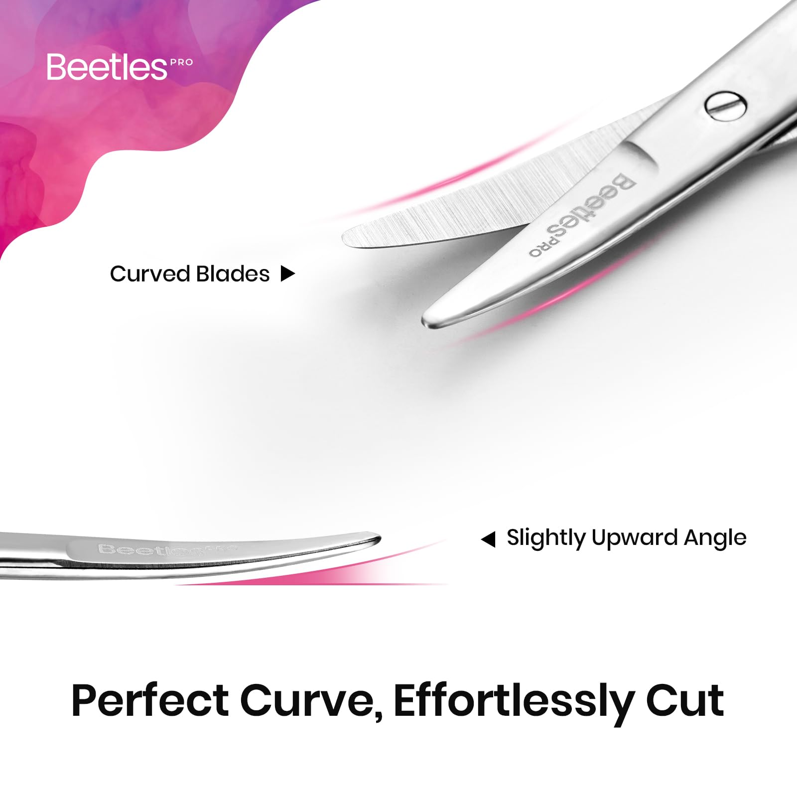 Beetles Pro Curved Cuticle Scissors, Multi-Purpose Premium Stainless Steel Nail Scissors for Nail
