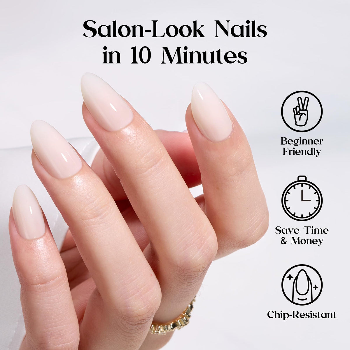 Beetles Pink Nude Press On Nails Short Almond Gel Painted Soft Nails Gel