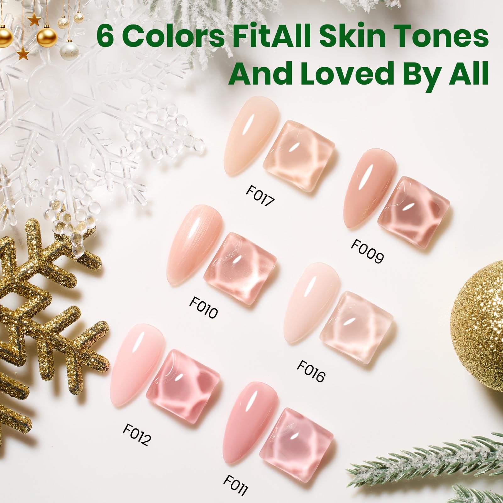 Beetles Rubber Base Gel Nail Polish - Christmas Limited 6 Colors Nude Gel Polish