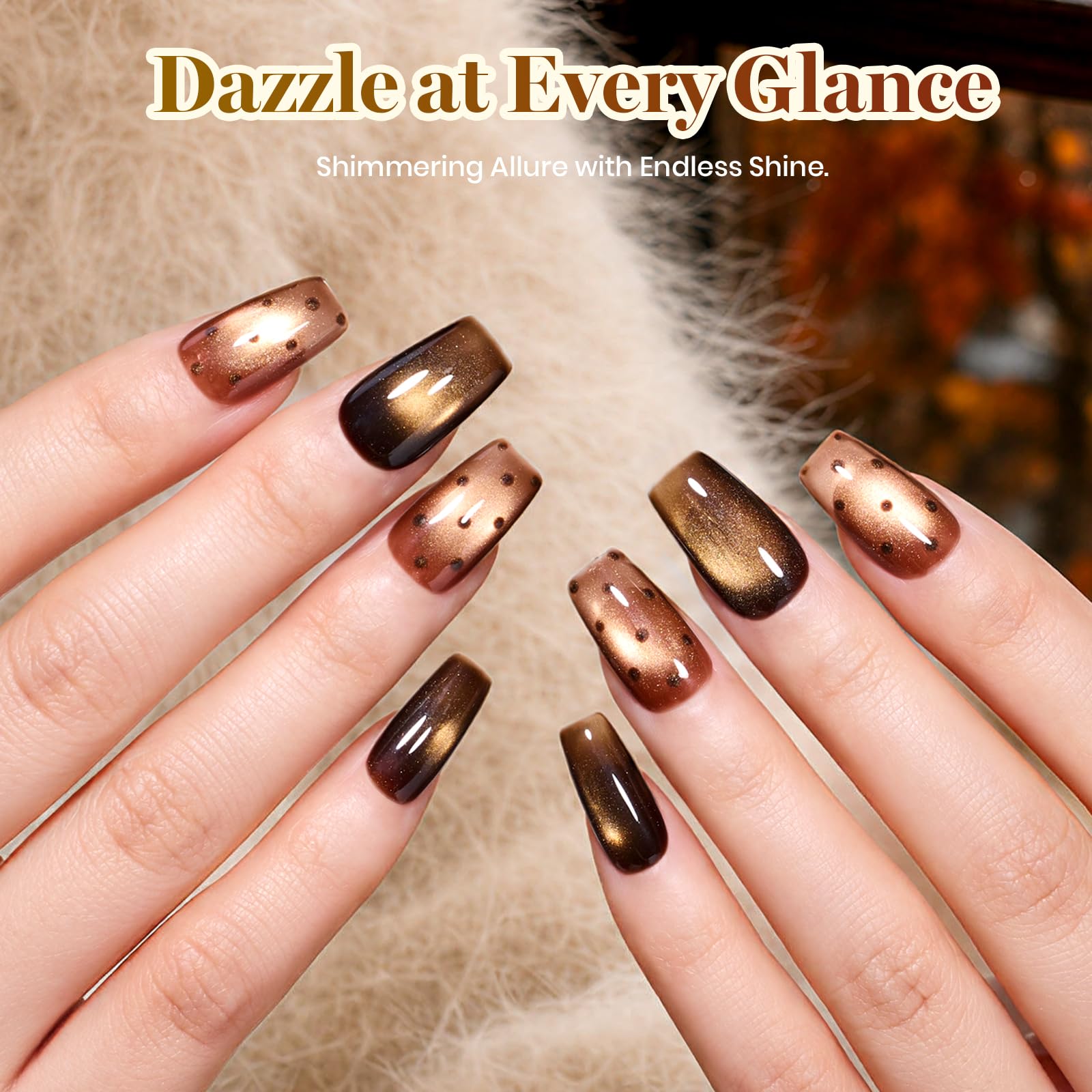 Beetles Gilded Street Fall Cat Eye  6 Colors Gel Nail Polish Set 3D Shimmer Effect Fall Nails