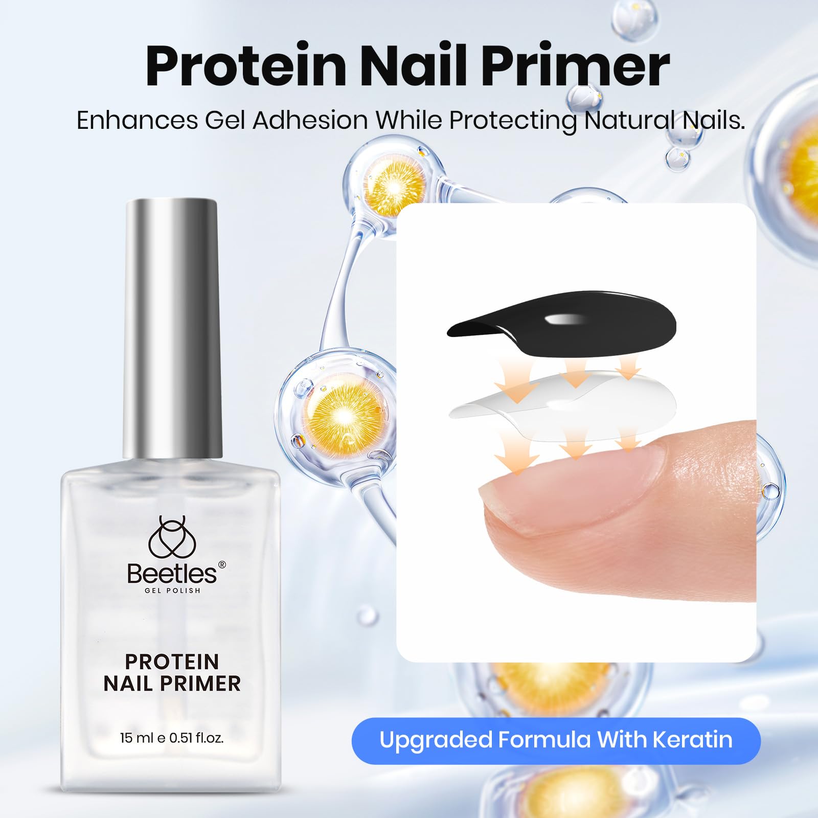 Beetles 4 Pcs 15ml Gel Base and Top Coat Set with Protein Nail