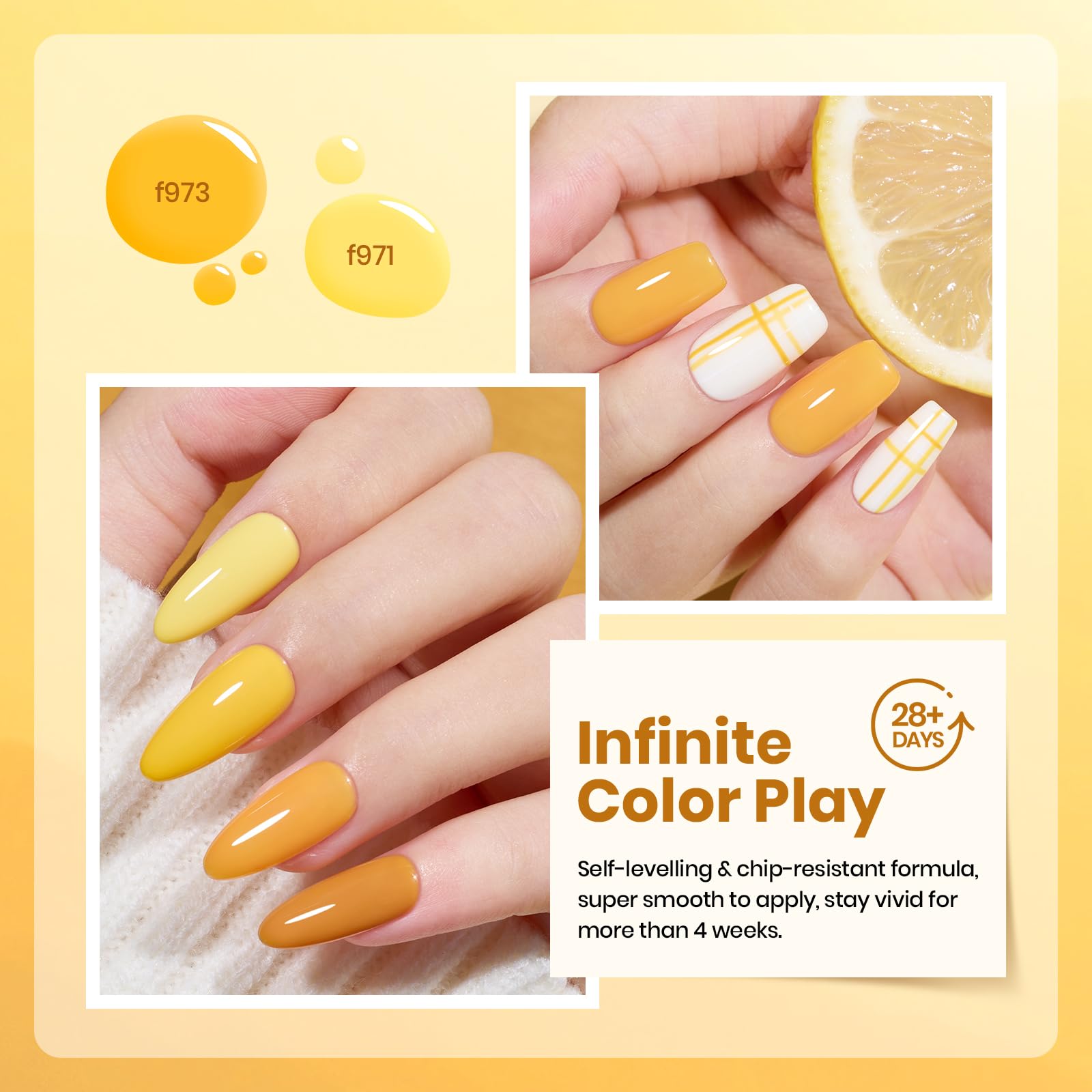 Lemon Whispers - 6 Colors Fall Gel Nail Polish Set Kit