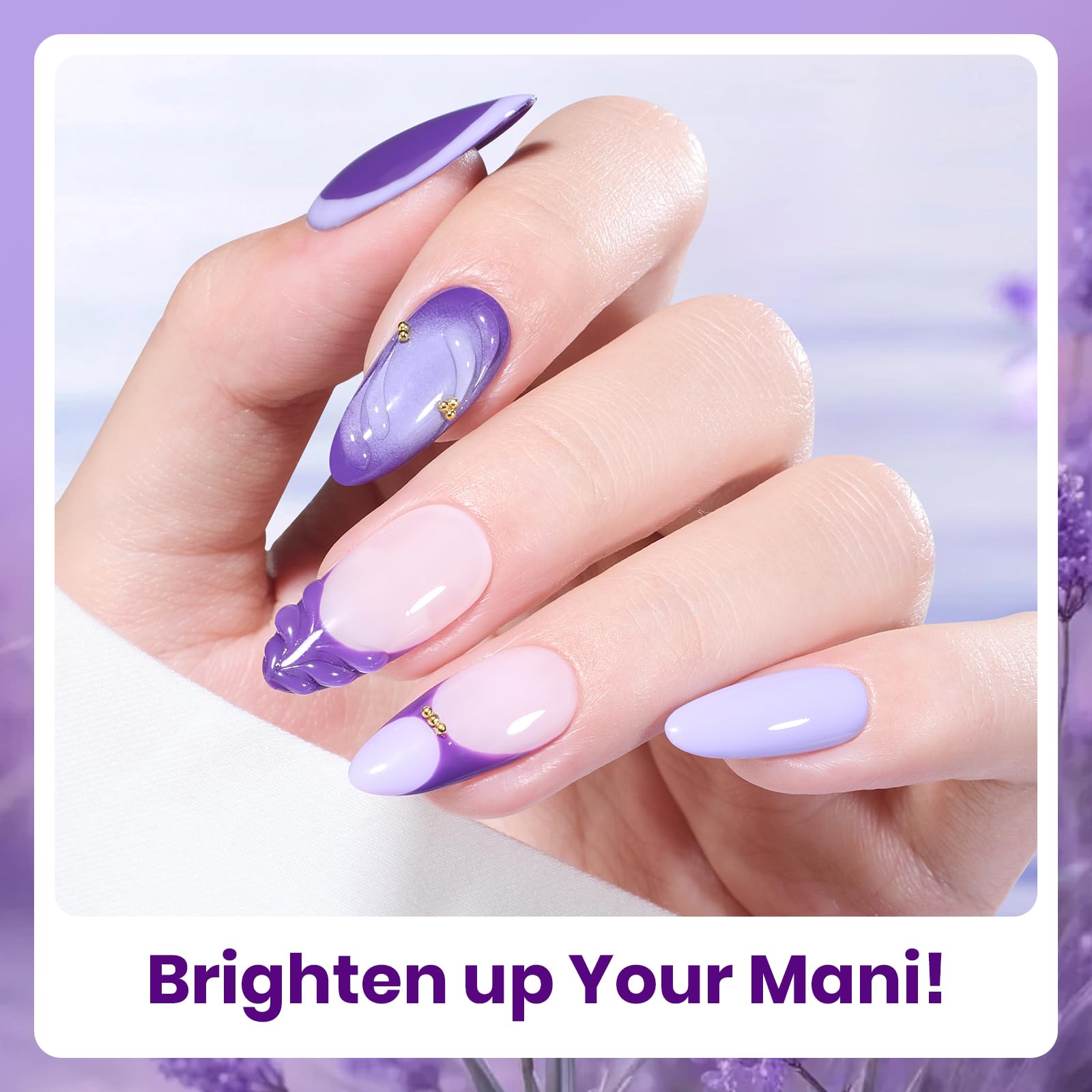 Violet Letter -  6 Colors Light and Dark Purple Colors Gel Nail Set Polish