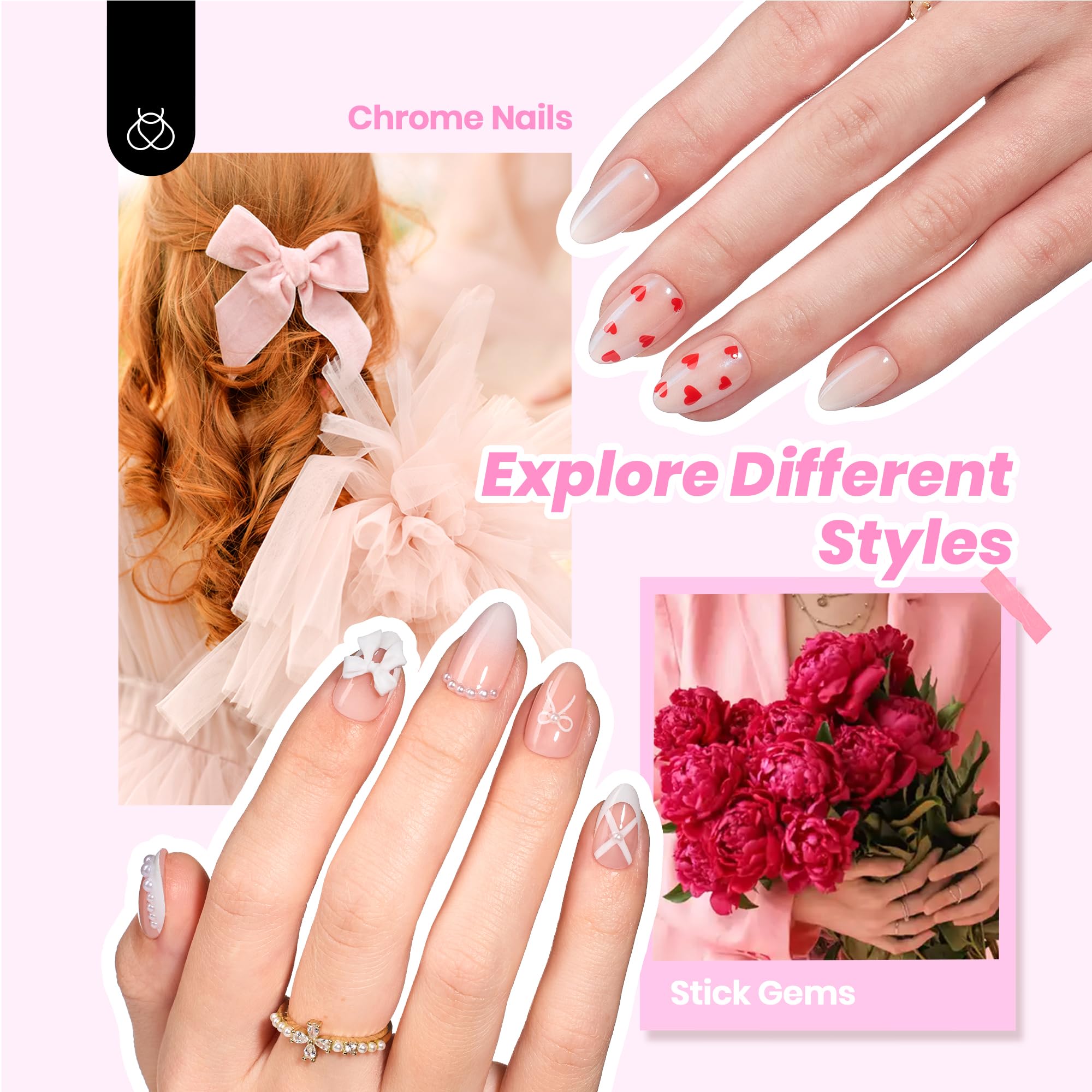 Beetles  Gel Nail Kit, French Tip Press On Nails Short Almond Kit with 224Pcs Nail Tips