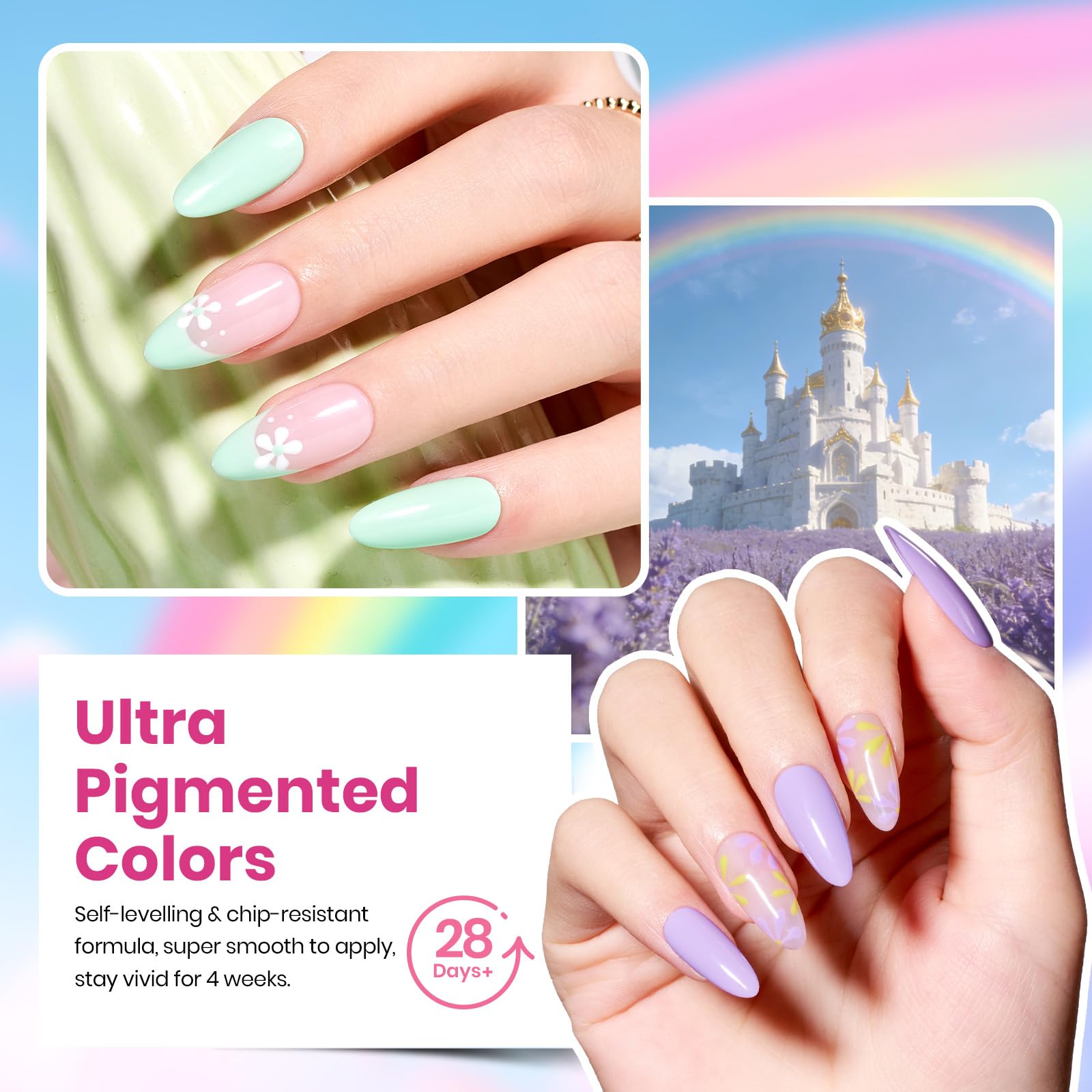 Beetles Pastel Gel Polish Set - Rainbow Dreamscape 25 Colors Spring Gel Polish Kit with Base Coat&Top Coat