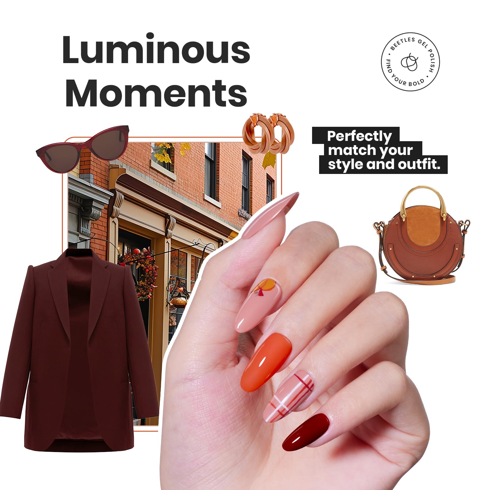 Luminous Moments - 6 Colors Red Yellow Green Quick Air Dry Fall Nail Polish Set