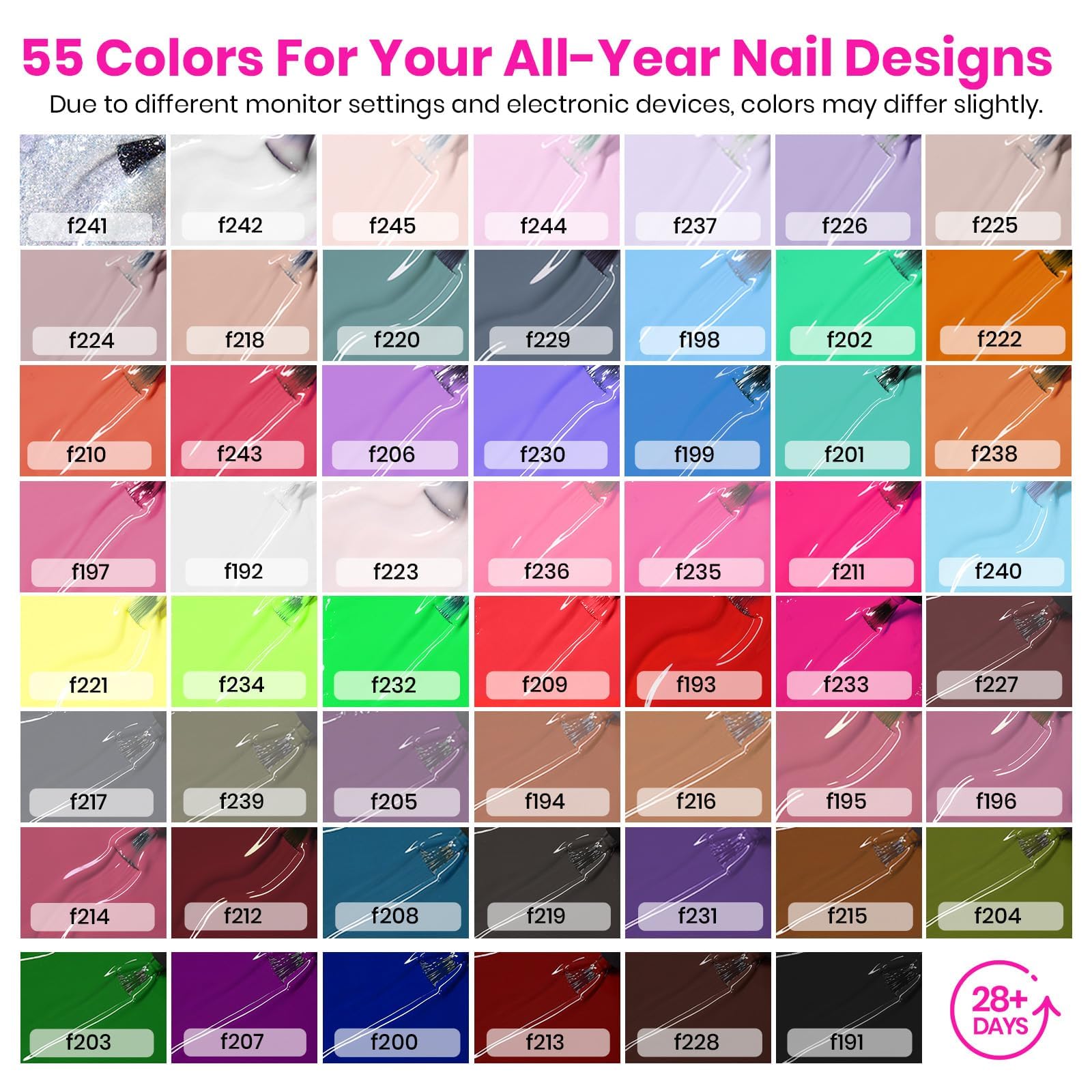 Color Enchantment Pro All in one Starter Kit Summer Nails 55 Colors Gel Nail Polish Kit(total 81pcs)