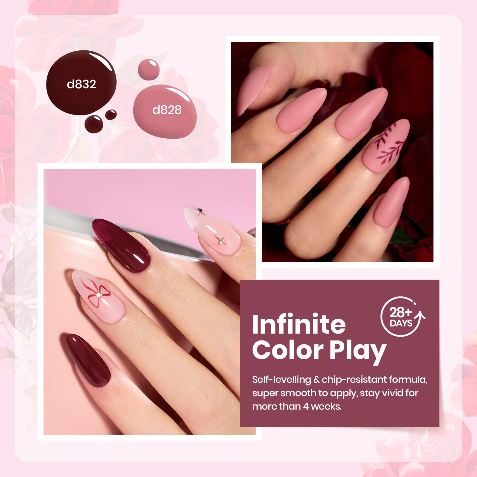 Rose Petals - 6 Colors Purple Gel Nail Polish Set