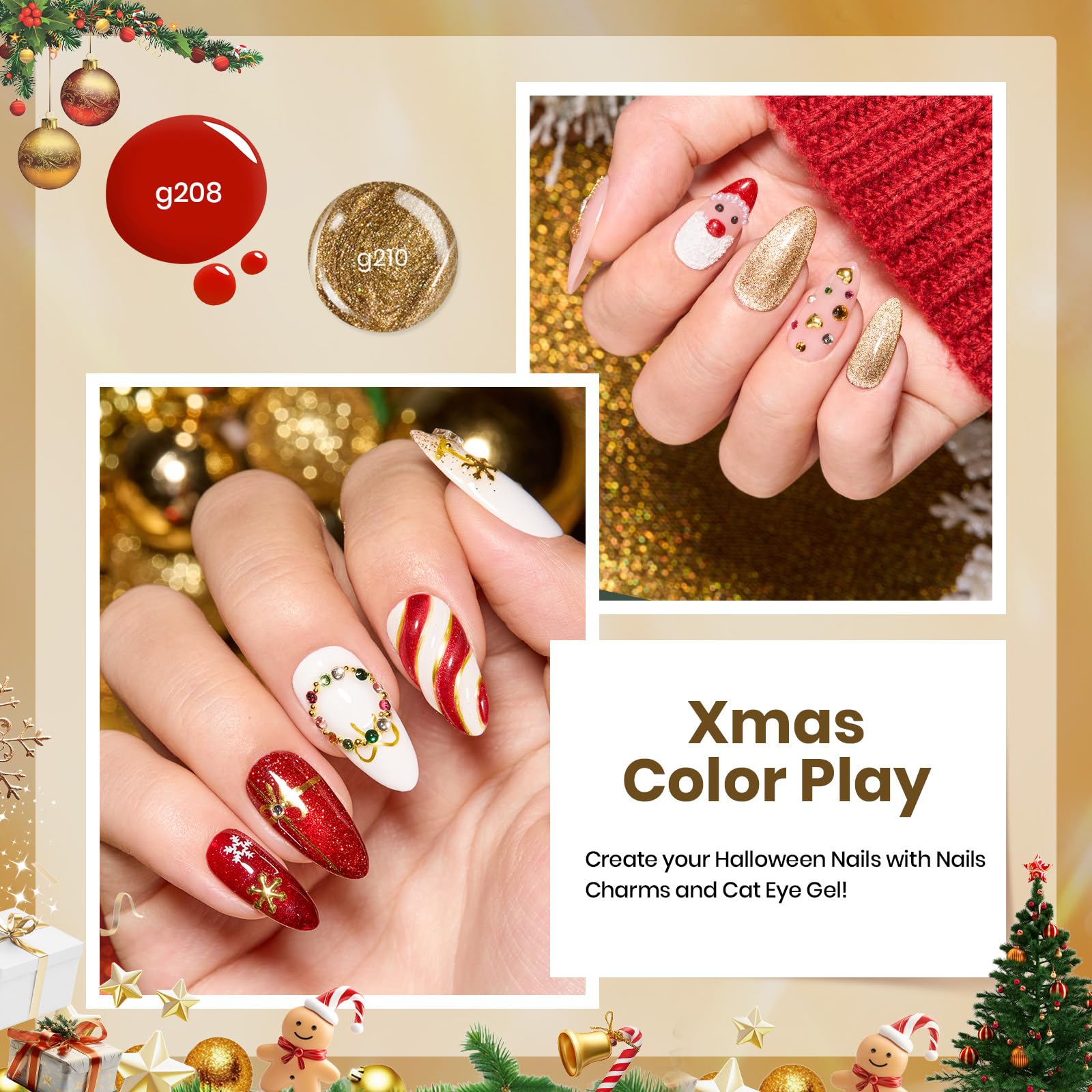 Beetles Christmas Gel Polish Set - Merry Glow 8 Colors Holiday Gift Box