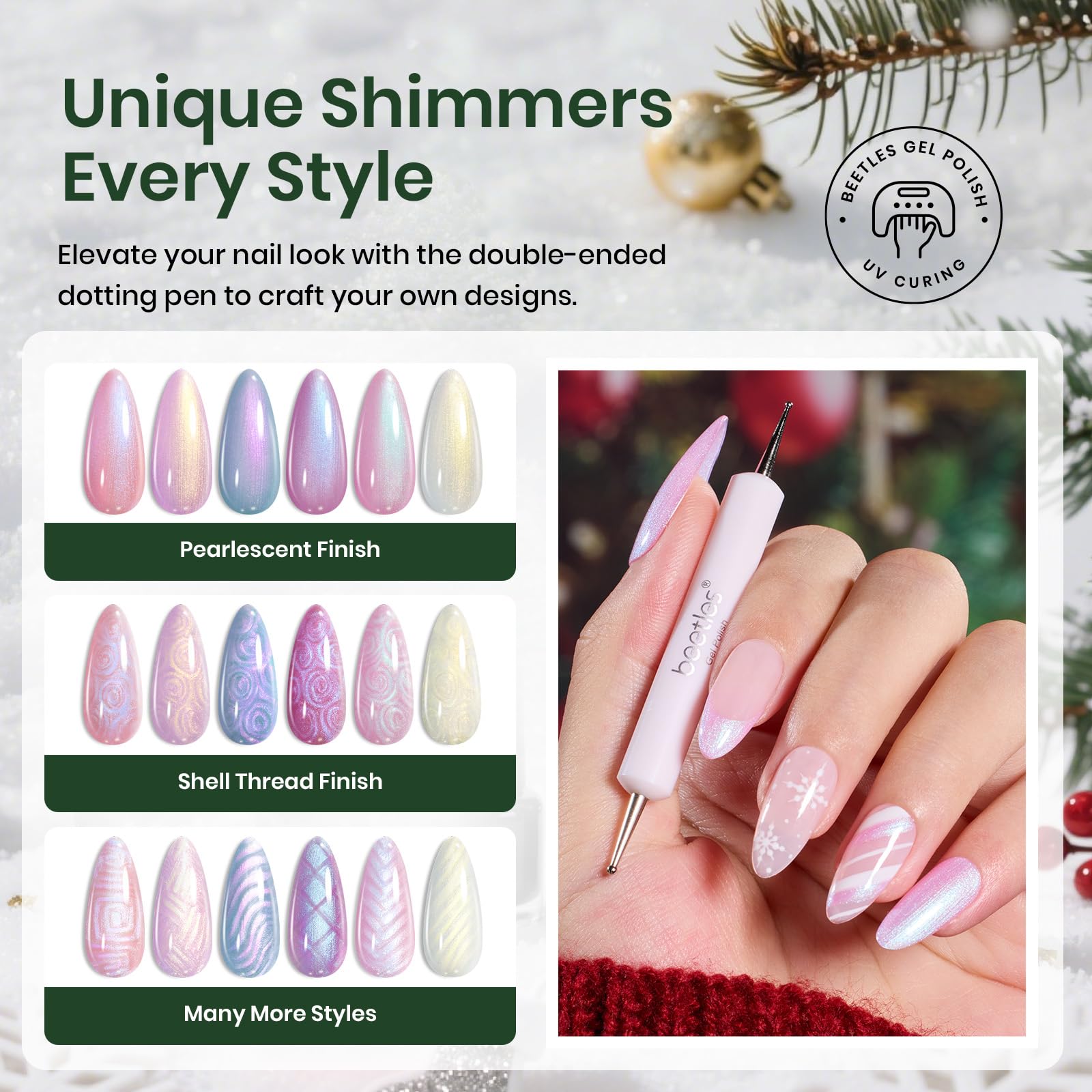 Beetles Christmas Gel Nail Polish Set Dreamscape in Snow - 6 Colors Pearl Pearlescent Set