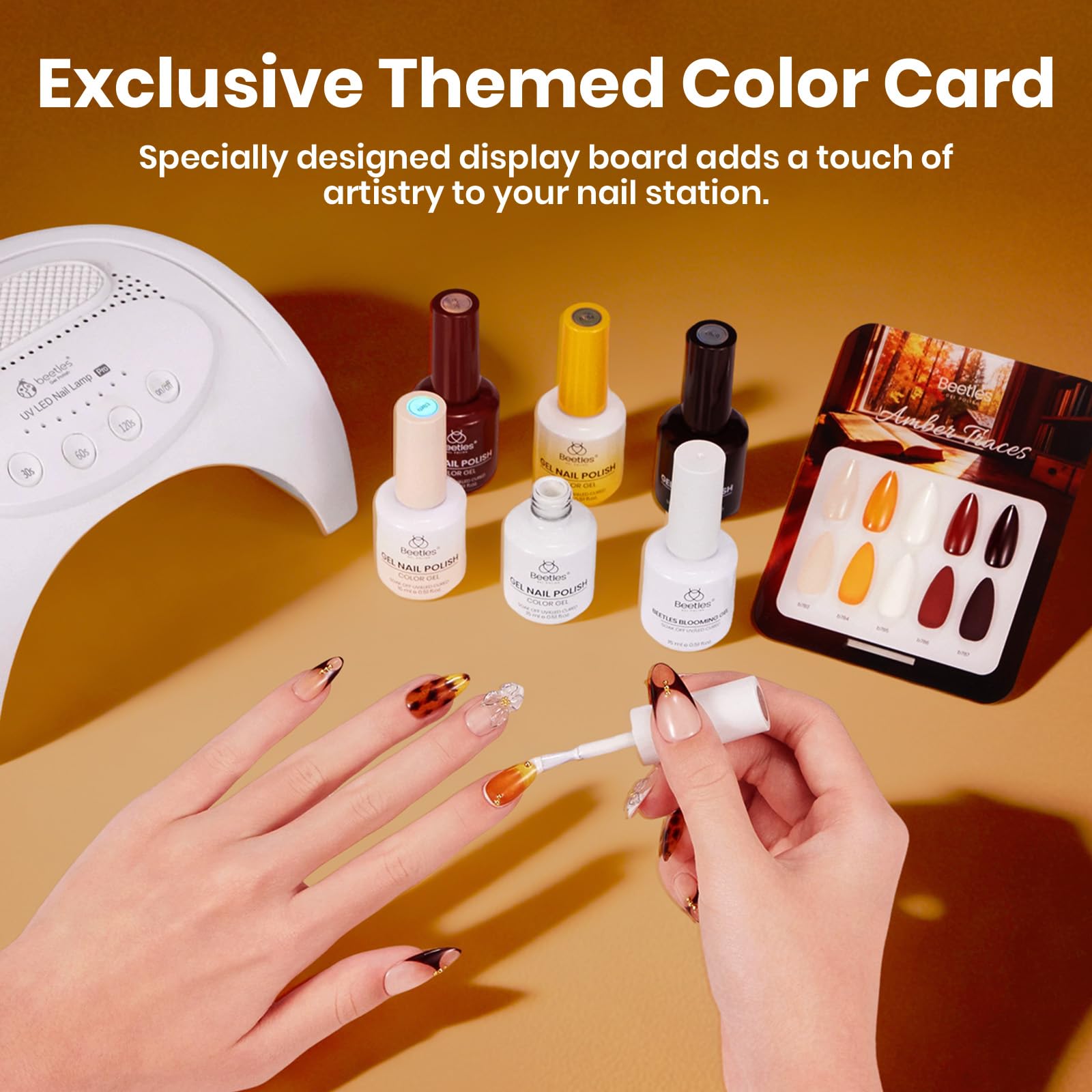 Beetles Gel Nail Polish Amber Traces 5 Colors Set 15ML White Jelly Nude Brown with 1 Bottle Blooming Gel