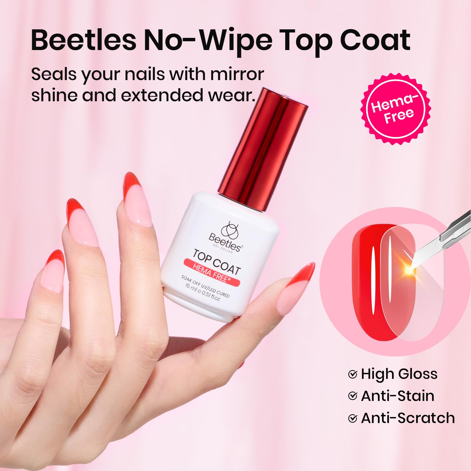 Beetles 15ml Gel Base and Top Coat Set HEMA Free