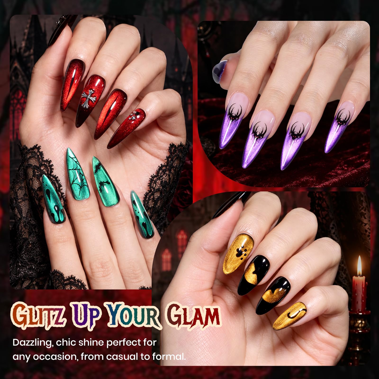 Beetles Witch Potion Cat Eye 6 Colors Gel Nail Polish Set Halloween Nails Gel Polish Set Halloween Box Limited Edition