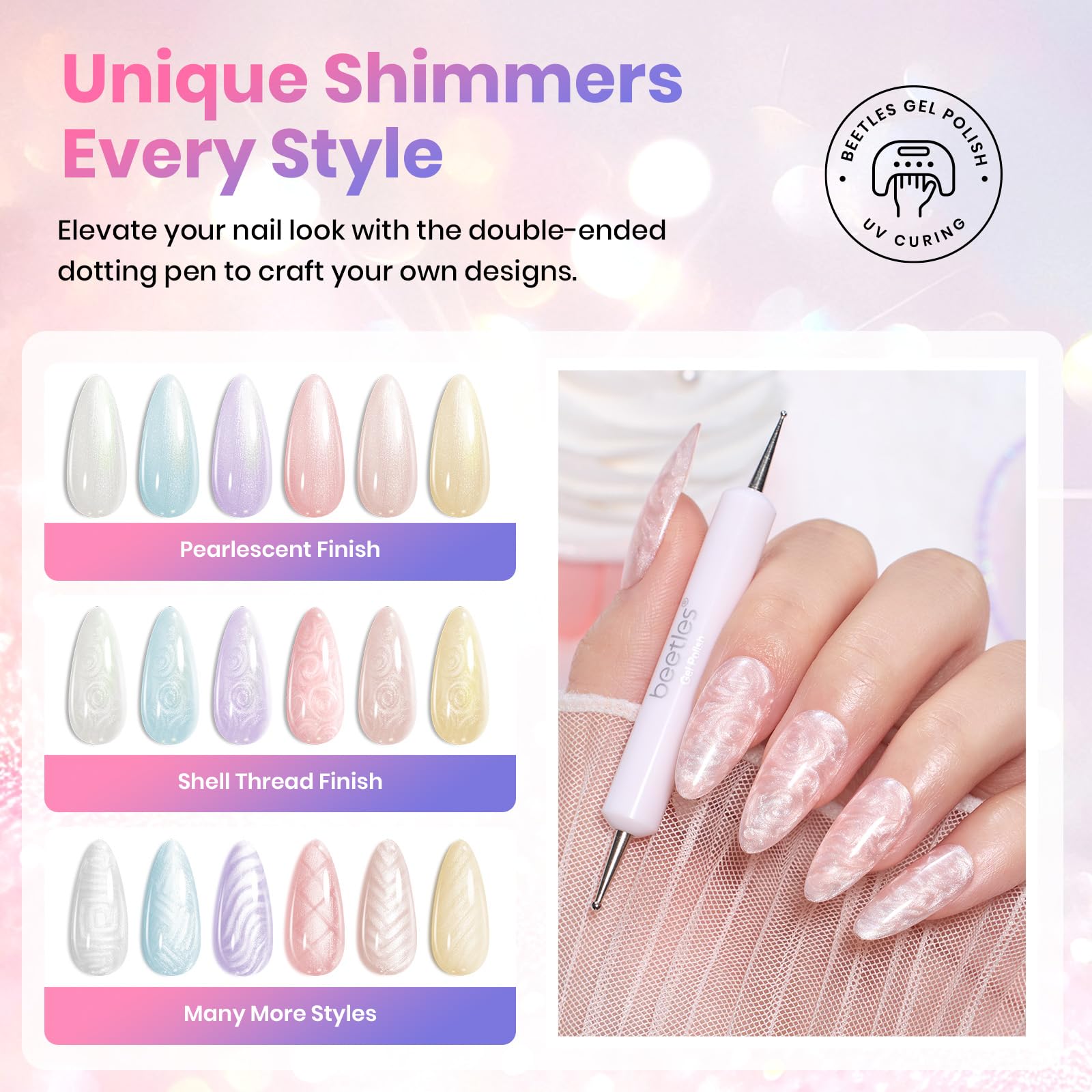 Beetles Creamy Twist 6 Colors Summer Nails Glazed Glow Finish Gel Nail Polish Set