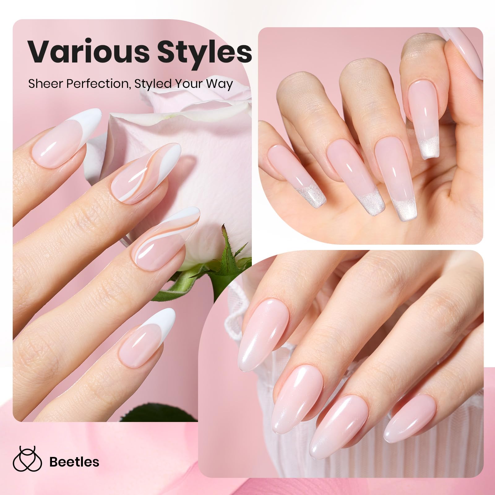 Hema - Free Misty Rose - 15ML Natural Nude Pink Gel Polish Nail Concealer Jelly Sheer