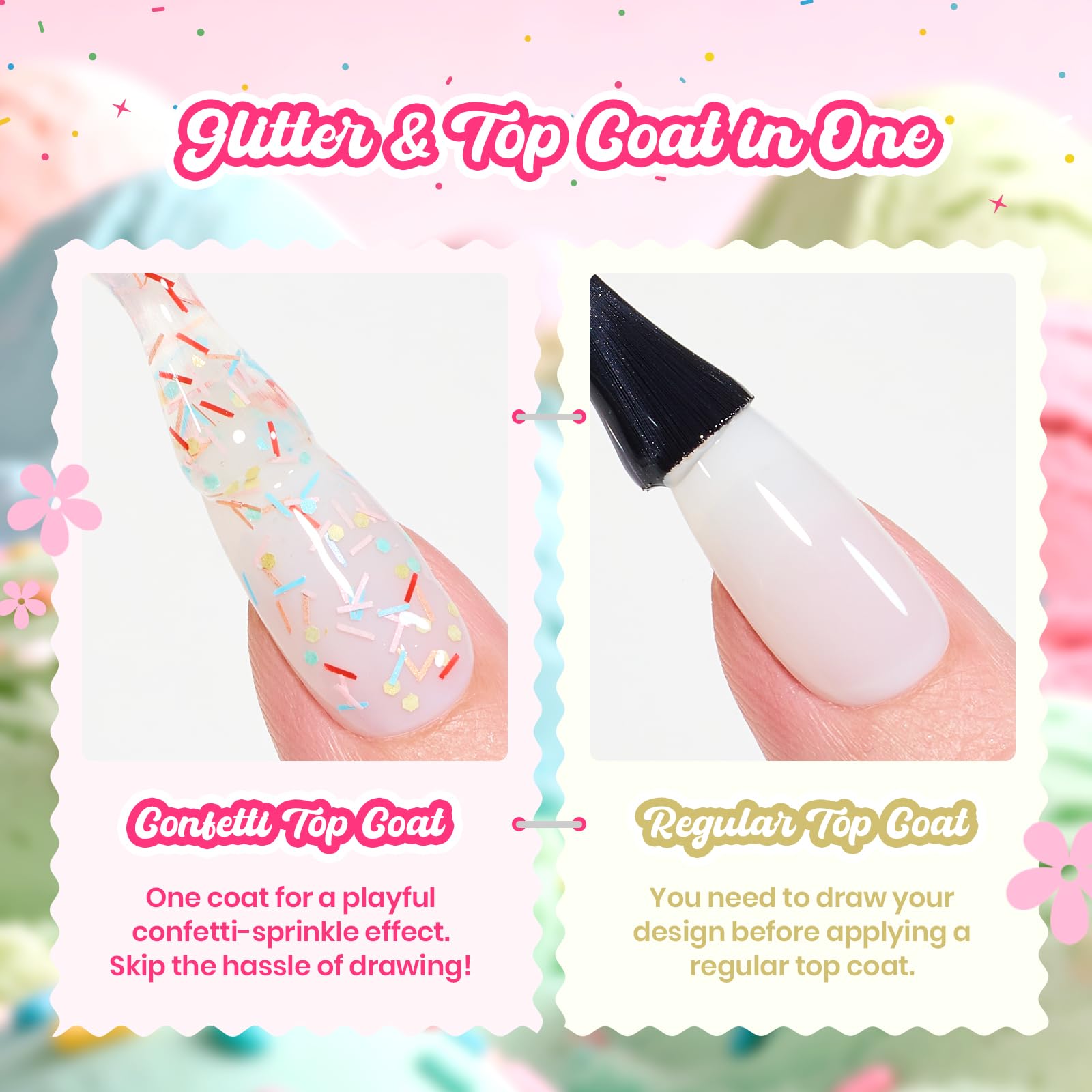 Beetles Glitter Top Coat Gel Polish Spring Limited - Confetti Fantasy Sprinkle Glitter Gel Top Coat 15ml